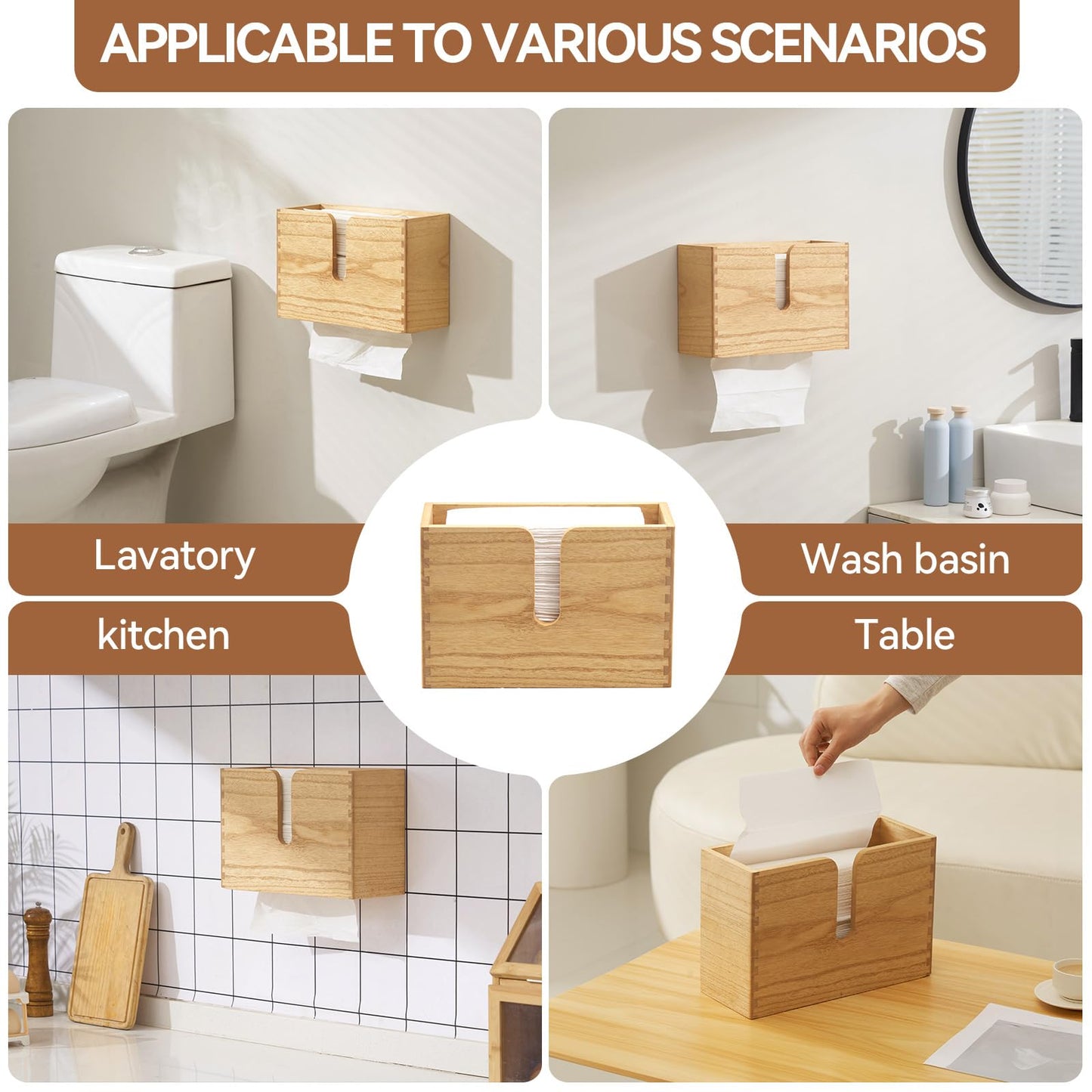 KIRIGEN Multifold Paper Towel Dispenser, Wall Mount or Countertop Natural