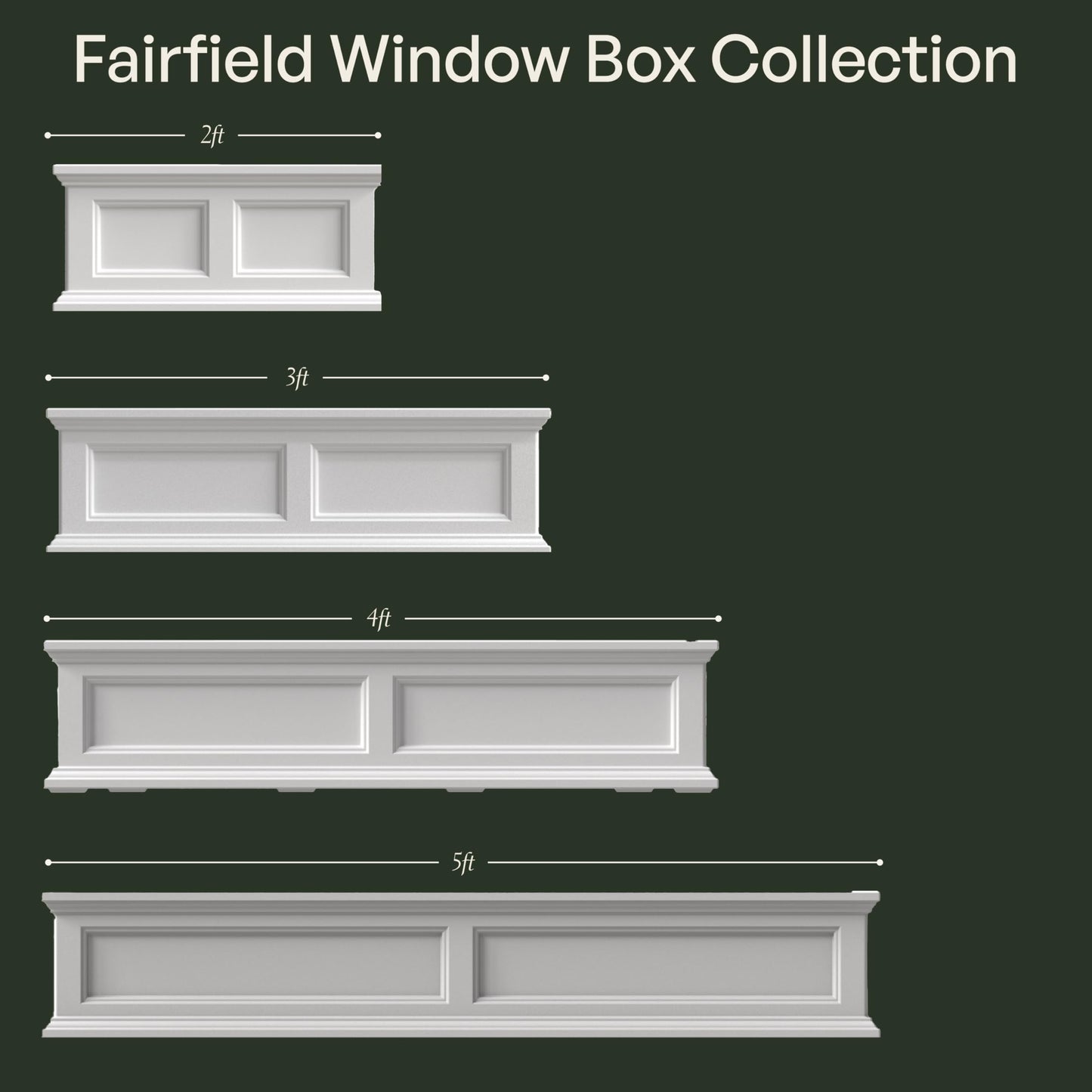 Mayne Fairfield 5ft Window Box, Self Watering Flower Box with Double Wall Design, All Season Fade Resistant Outdoor Window Planter With Steel Mounting Bracket, White