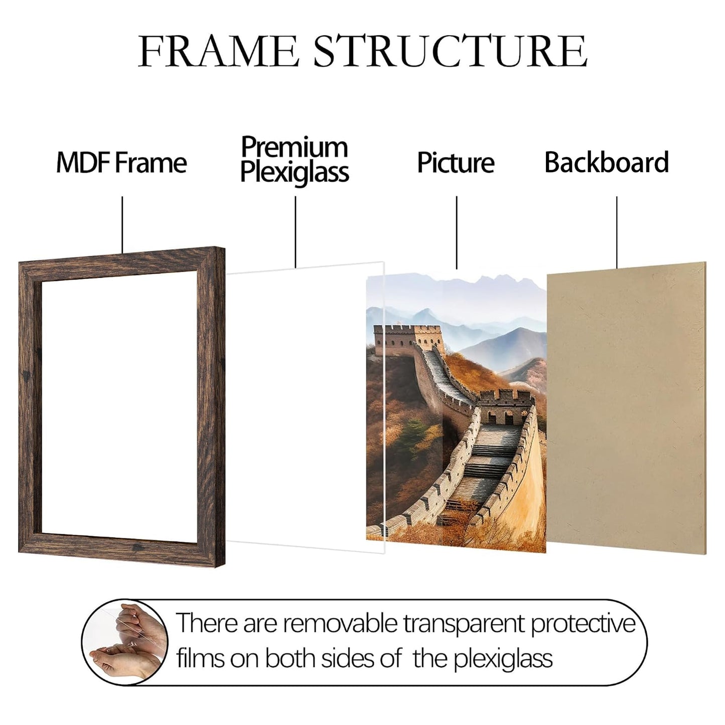 Picrit 11x22 Frame, Photo Frame for Wall Mounting Display, Brown