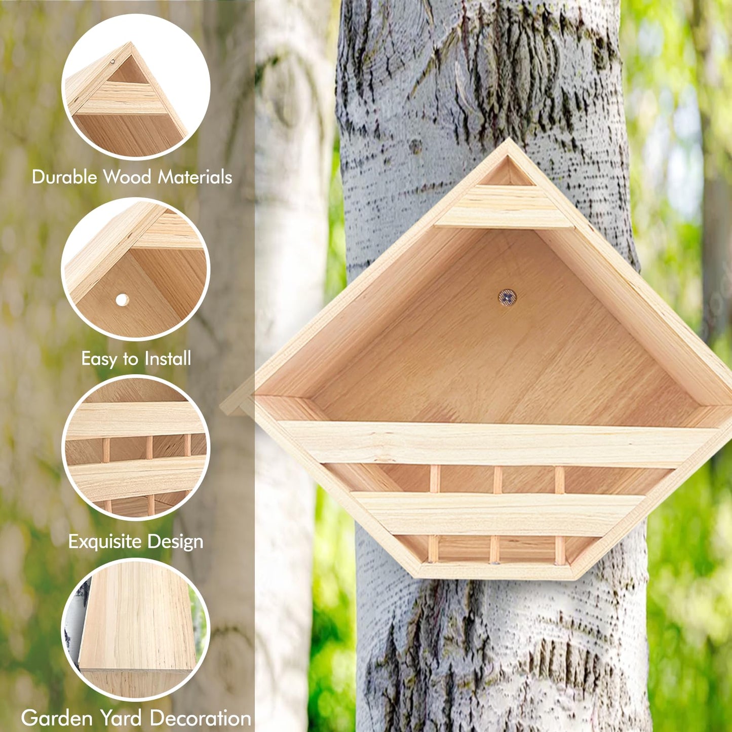 oyhqes Mourning Dove Nesting Box Cedar Wooden Birdhouses Shelter Triangular Opening Pigeon Roosting Platform for Outdoors Garden Yard Decor