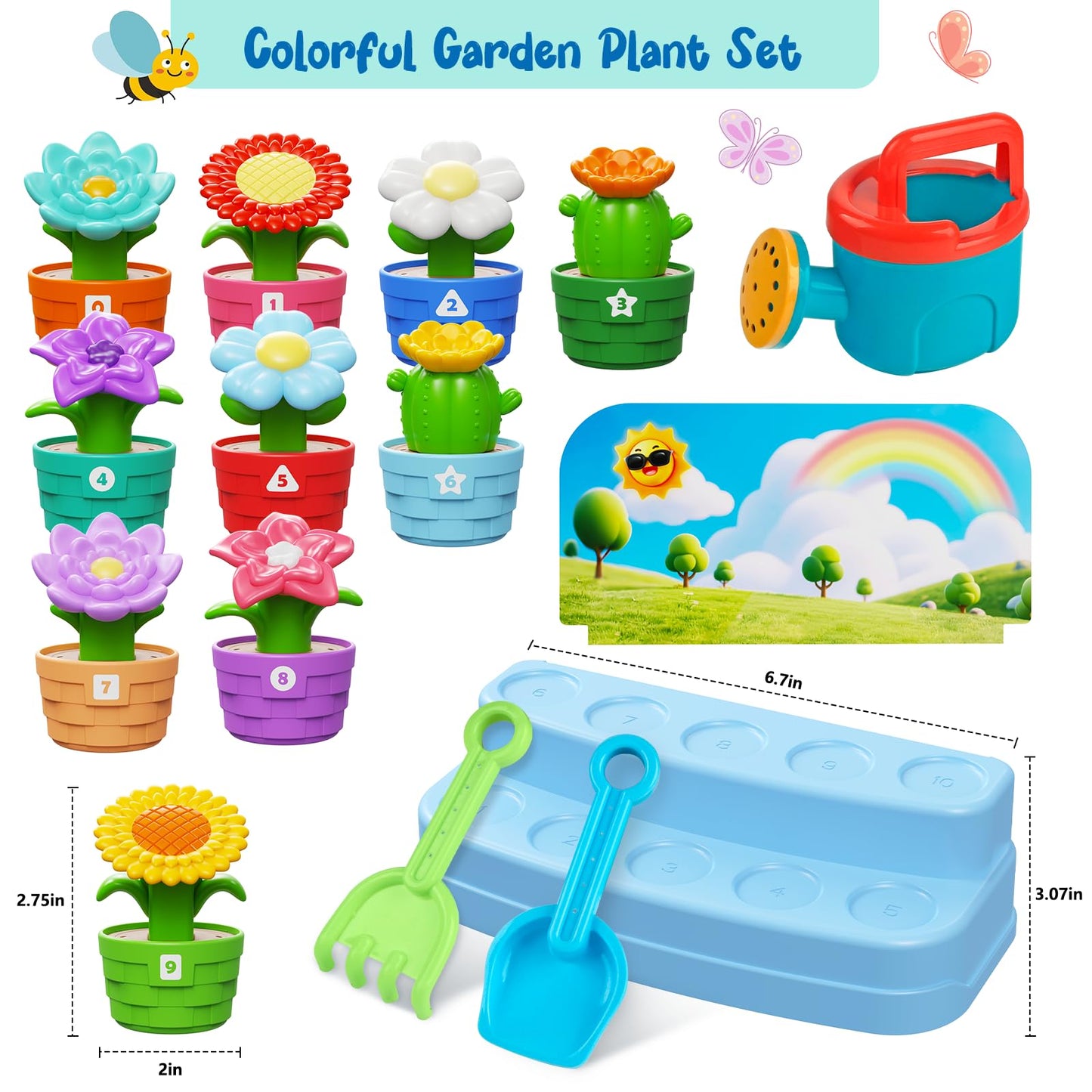 Montessori Flower Garden Building Toy for Toddlers, Kids Gardening Set
