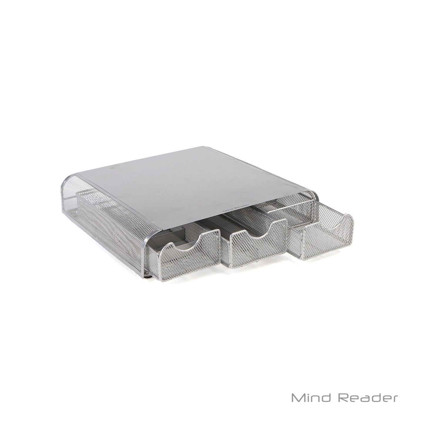Mind Reader Perch Monitor Stand Desk Organizer, Silver Metal Mesh (Pack of 2)