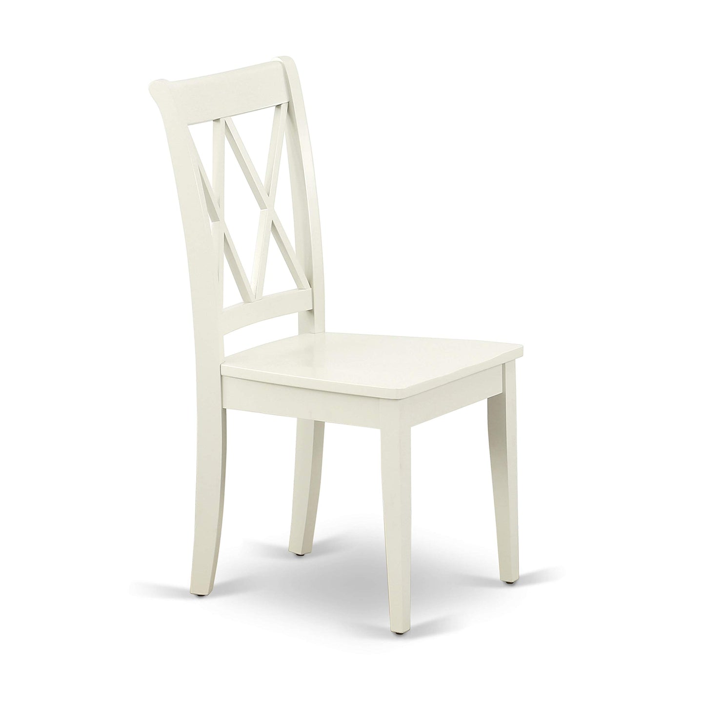 East West Furniture CLC-LWH-W Clarksville Dining Room Chairs - Double Cross Back Wood Seat Chairs, Set of 2, Linen White