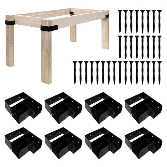 Workbench Brackets Kit, 4pcs Heavy Duty Work Bench Corner Bracket for 2x4 (Actual 1.5"x3.5") Wood, 3-Way Right Angle Corner Brackets for DIY Custom Work Table