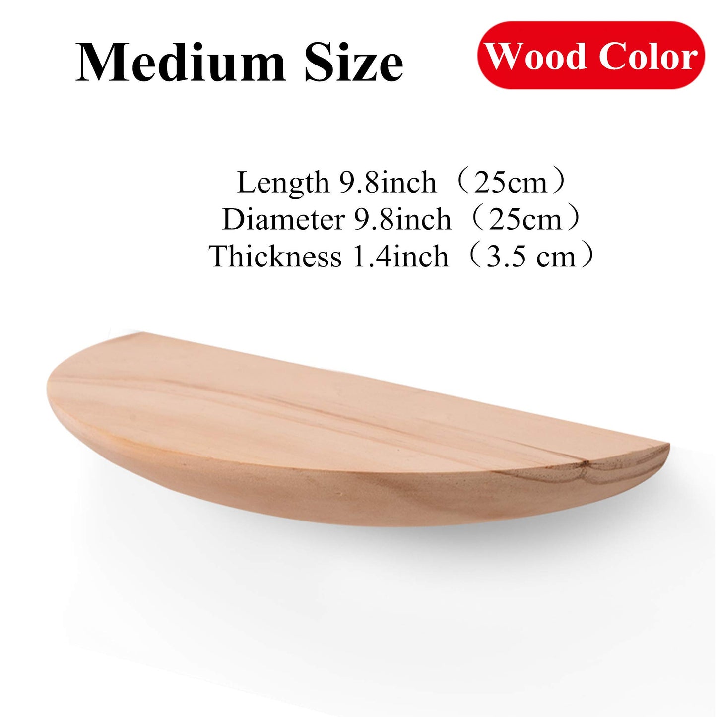 GWMWON Semi Circle Ledge Wood Shelves, Wooden Floating Shelves Wall Mounted, Solid Wood Wall Storage Shelves, for Bathroom, Bedroom, Living Room, Kitchen, Office,Wood Color,25cm