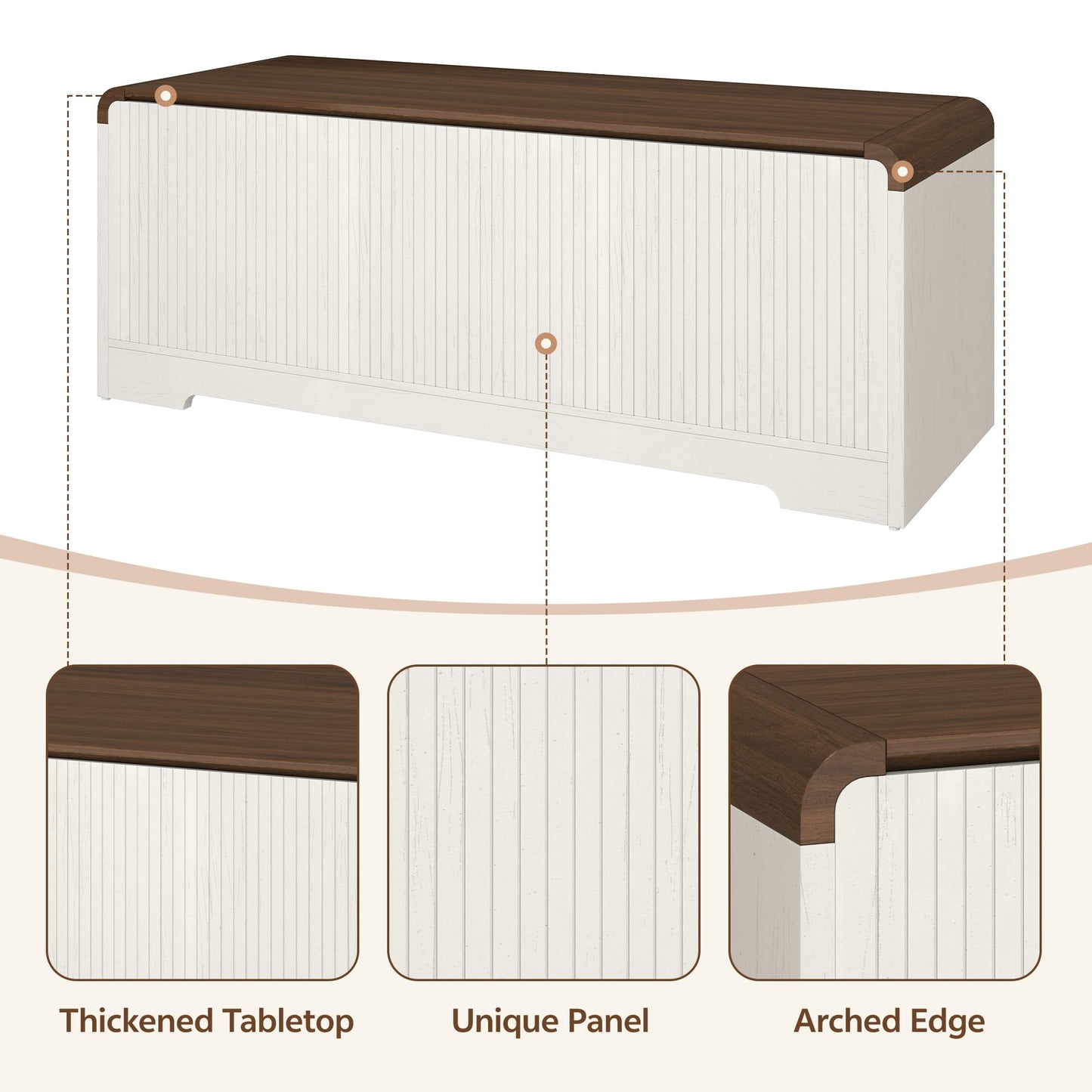 Homiflex Storage Chest, 47.2" Large Entryway Bench with Storage, Wooden Storage Chest for Bedroom w/Lift Top, Modern Blanket Chest with 2 Safety Hinges for Entryway Living Room Hallway, Off White