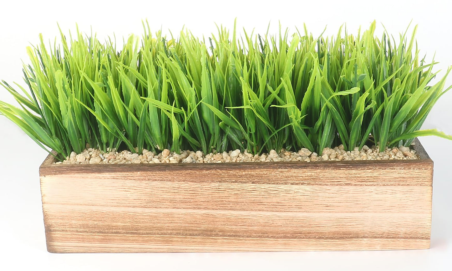 COTSEN 11 Inch Artificial Green Grass Plant Fake Potted Plant Rectangular Wooden Planter Box are Suitable for Family Office Wedding Store Indoor Outdoor Decor