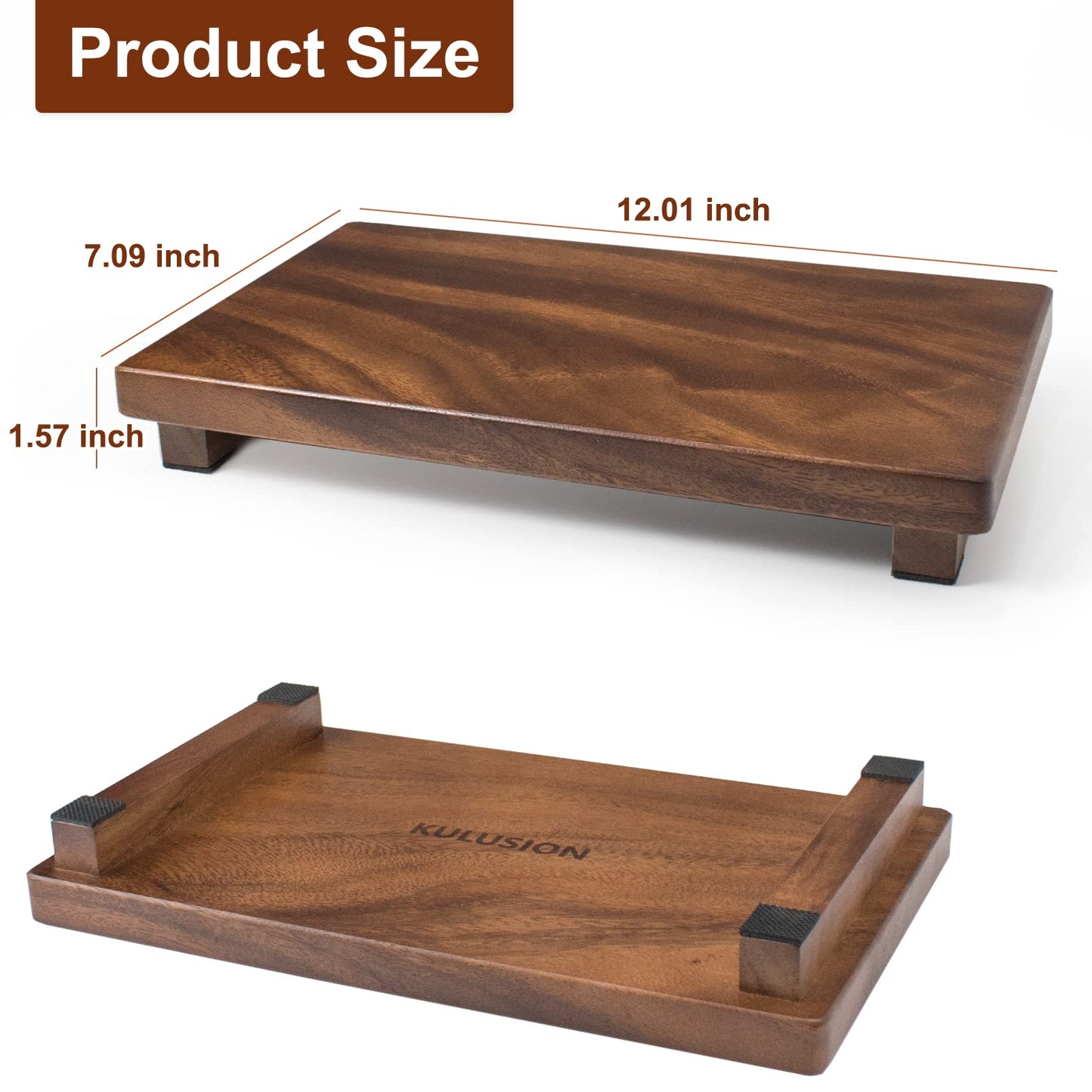 kulusion Wood Riser For Display Walnut Wood Pedestal Stand, farmhouse decor Soap Tray, Displays Your Plant Bottles Candles for Your Home Kitchen (Large, 12 x 7.1 x1.57Inch)