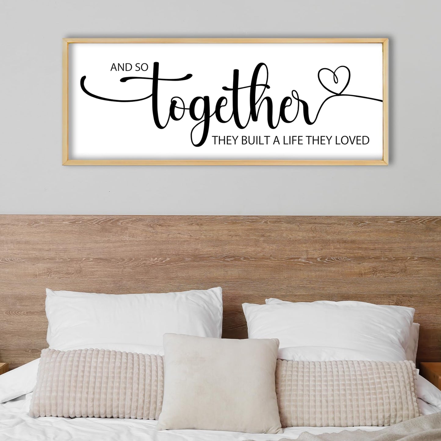 RLWangChao And So Together They Built A Life They Loved Sign Wall Decor 40"x15" Above Over Bed Master Bedroom Large Wood Framed Wall Hanging Art (Wood)