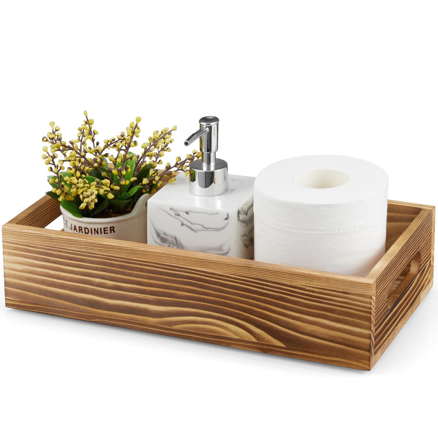 ALELION Bathroom Basket for Toilet Tank -Wooden Decorative Back of Toilet Basket Organizer for Organizing Paper, Towels, and Bathroom Accessories, Brown