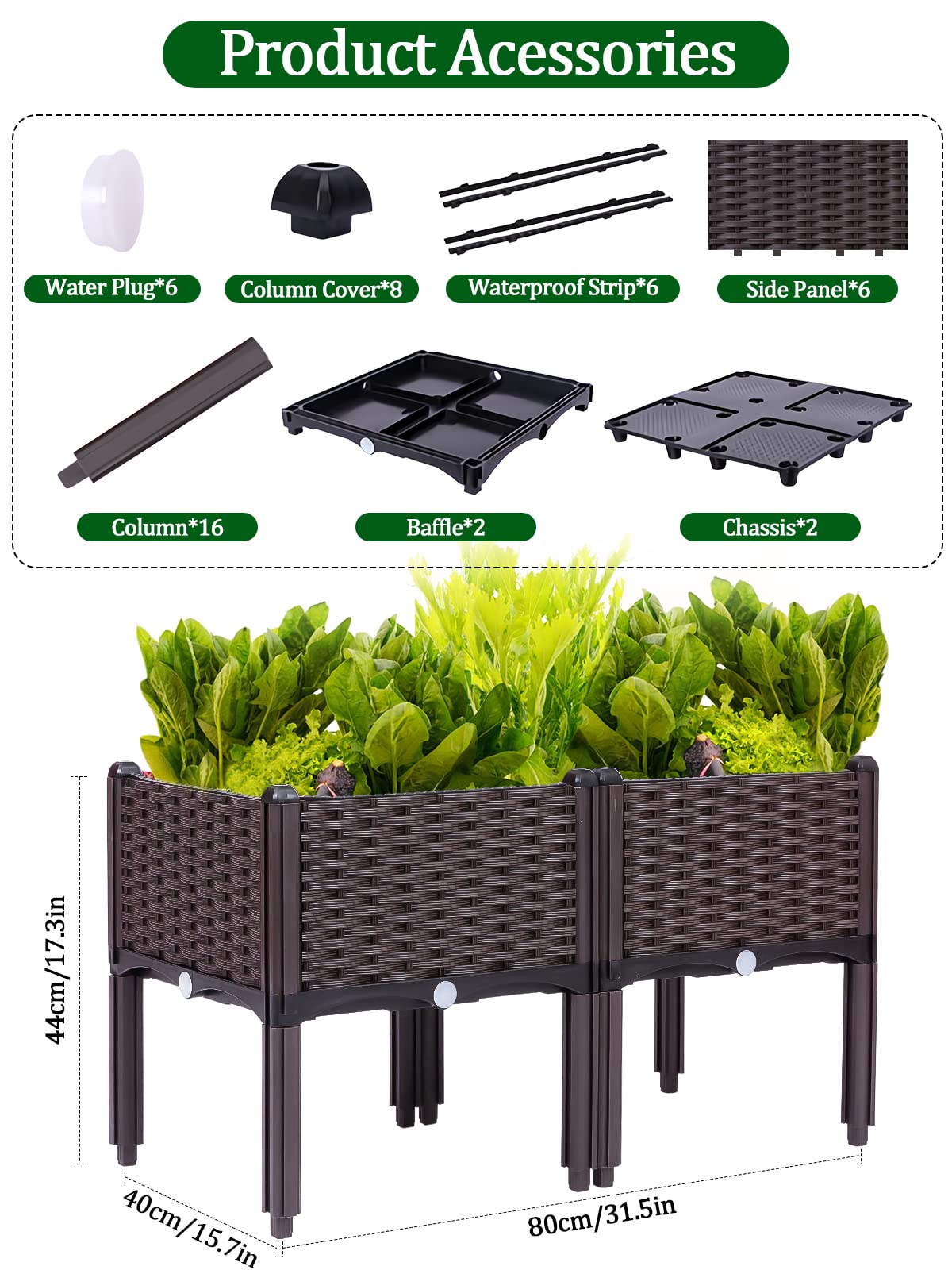 Kalolary 2 Sets Raised Garden Bed Elevated Garden Bed with Legs Patio Plant Boxes Vegetable Flowers Planting Raised Container for Indoor Outdoor Plant Fence Balcony Yard Gardening Supplies