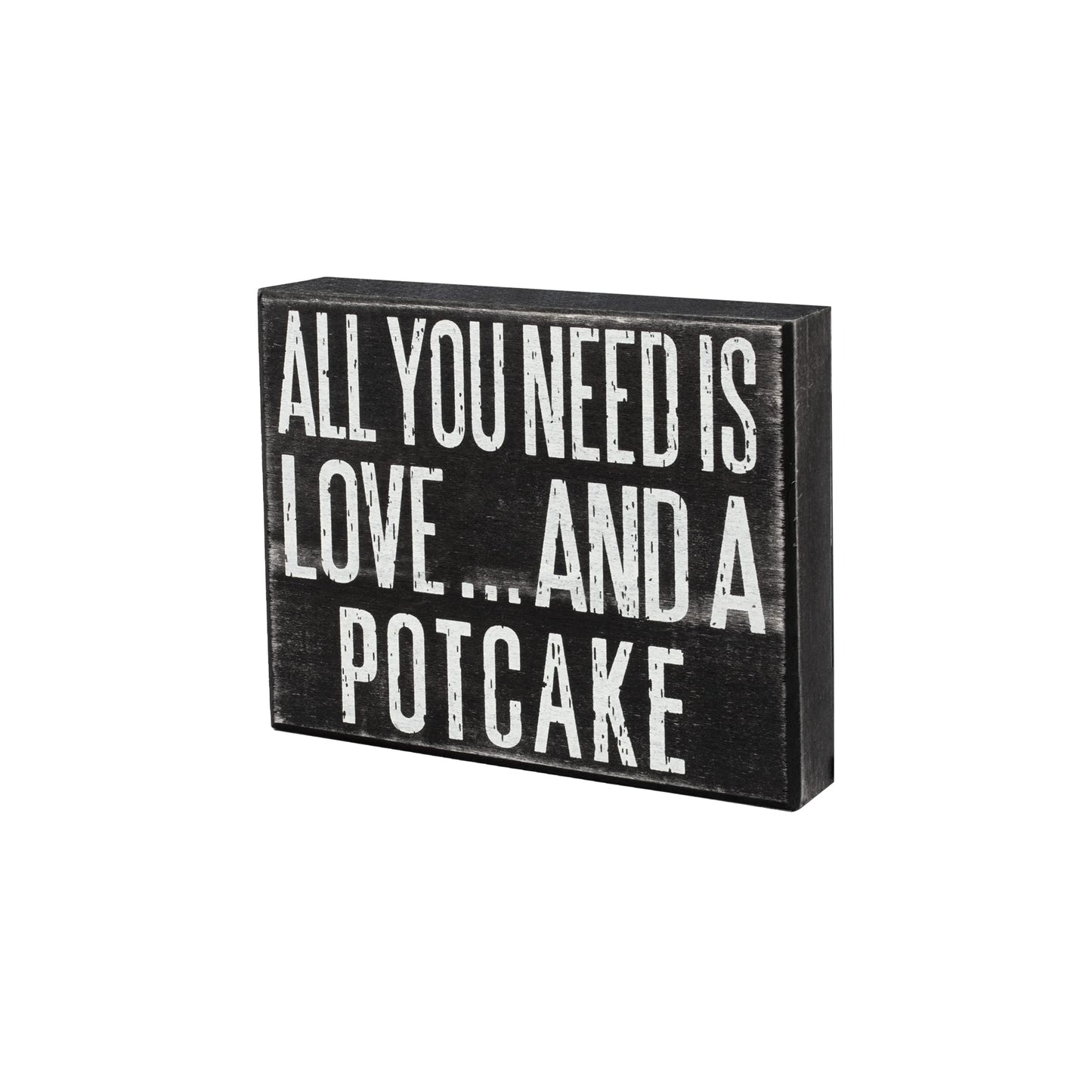 JennyGems Potcake Dog Gifts, All You Need Is Love and a Potcake Rustic Wooden Sign, Shelf Decor and Wall Hanging