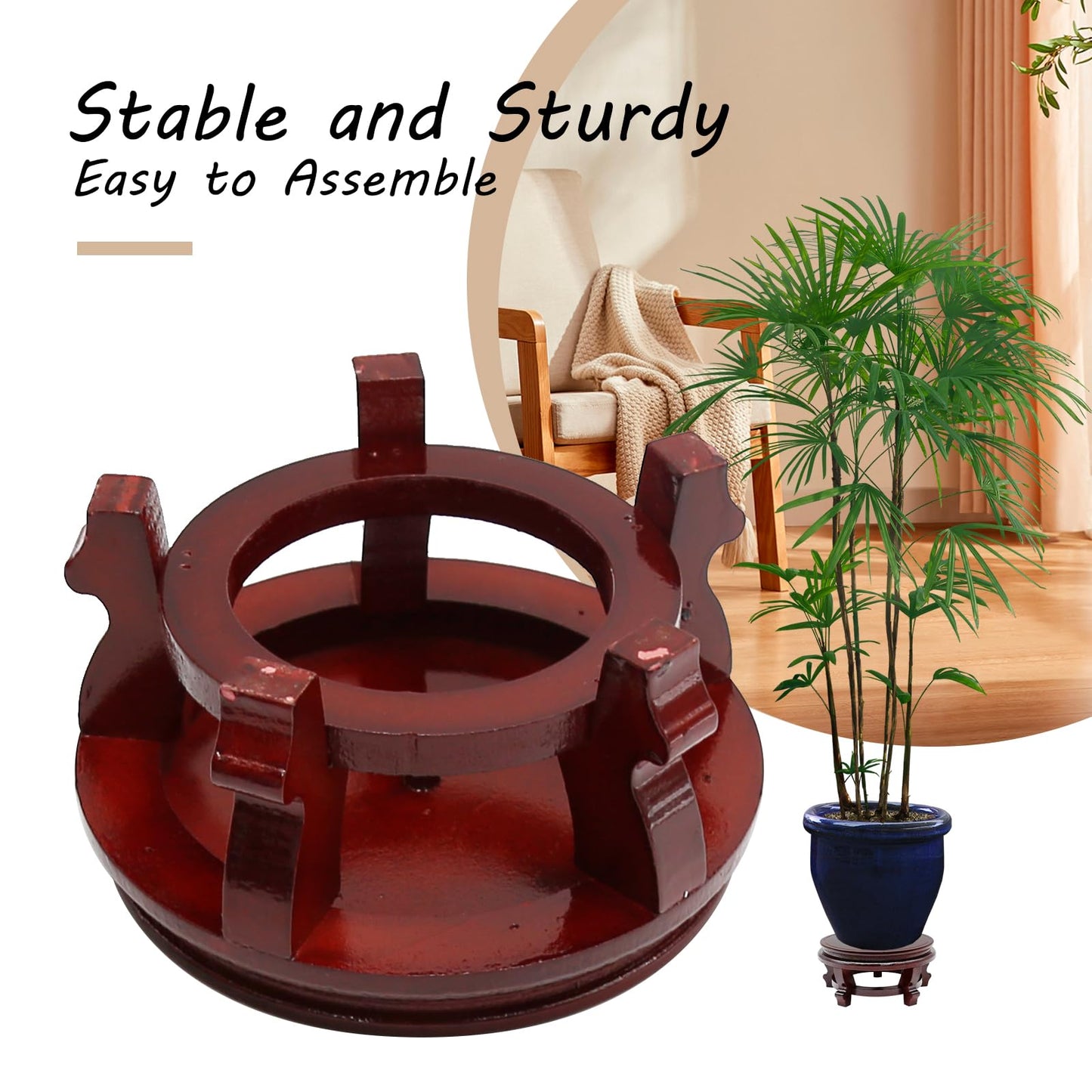 MDEOOSKY Wooden Display Stand Round Wood Display Base Rosewood Oriental Vase Stand Round Vase Riser Teapot Buddha Statues Base Home Decoration 6.3" W x 3.9" H