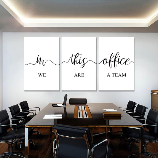 Hunanies In This Office We Are a Team Canvas Wall Art, Set of 3 Canvas Print, Inspirational Wall Decor For Office, Motivational Wall Art, Office Wall Decor (16" x 24" x 3 pcs)