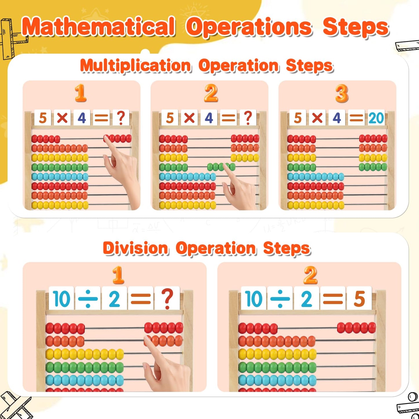 Wooden Abacus for Kids Math Games for Kids 5-7 Abacus Counters Homeschool Counting Toys for 3-5 6-8 Boys Girls Gifts Math Manipulatives Educational Learning Toys for 4 Year Old with Number Cards 1-100