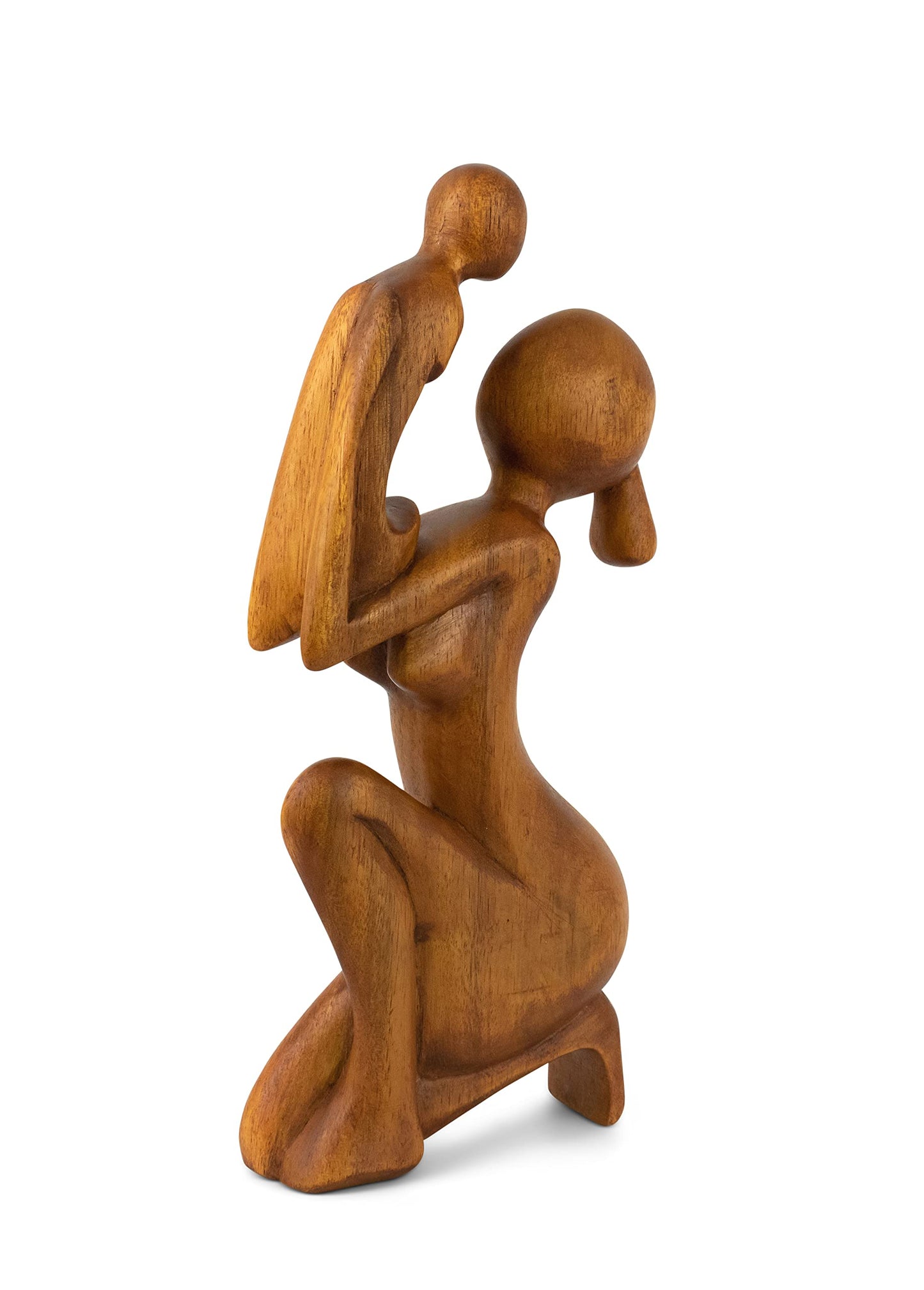 G6 Collection Wooden Handmade Abstract Mother and Child Sculpture Handcrafted Gift Art Decorative Home Decor Figurine Accent Decoration Artwork Hand Carved, Mother and Baby Statue