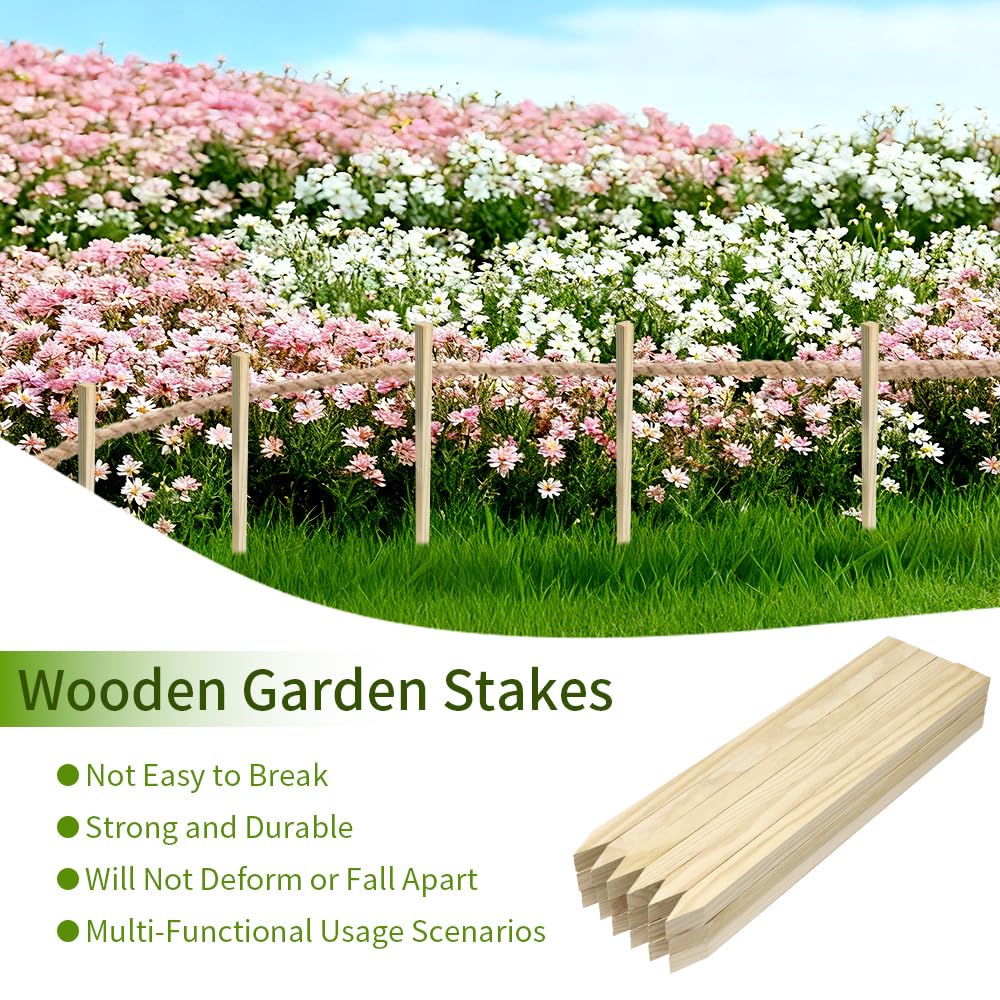 Layrslot 50 Pcs 16.7 Inch Wooden Garden Stakes, Wooden Stakes for Signs, Grade and Survey Stakes for Plant Support, Silt Fence, Farm Survey Boundaries, Baselines