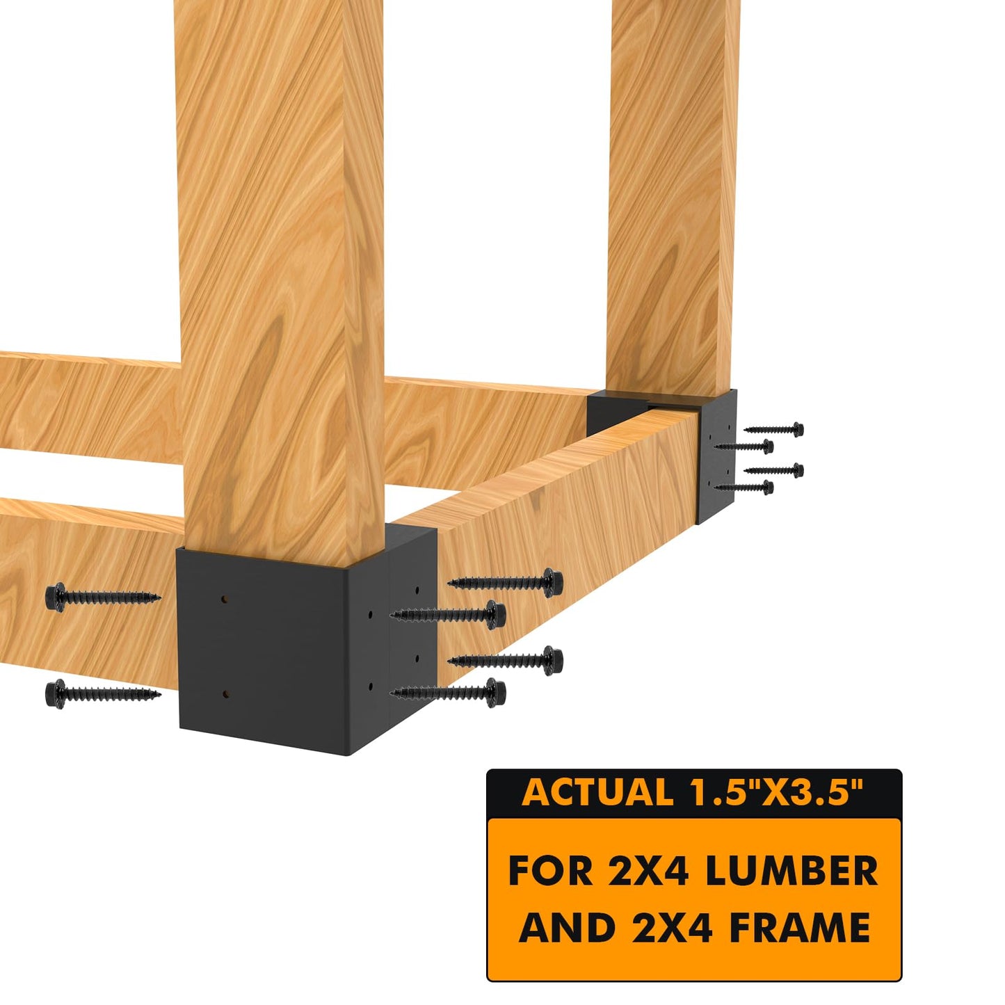 Heavy Duty Workbench Bracket Kit - 8 Pcs Steel 3-Way Right Angle Corner Brackets for DIY Custom Workbench, Shelving, Work Table, Fits 2x4 (Actual 1.5"x3.5") Wood
