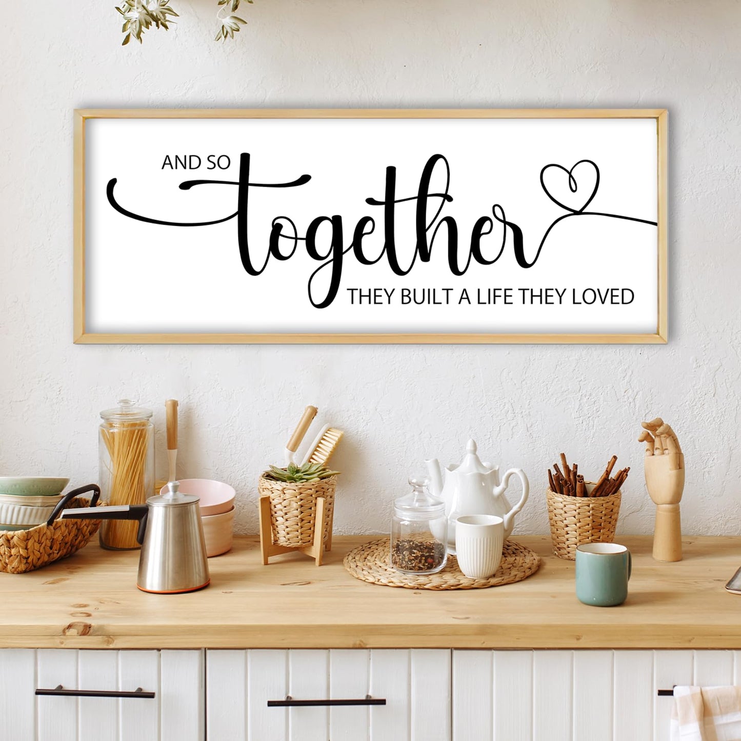 RLWangChao And So Together They Built A Life They Loved Sign Wall Decor 40"x15" Above Over Bed Master Bedroom Large Wood Framed Wall Hanging Art (Wood)