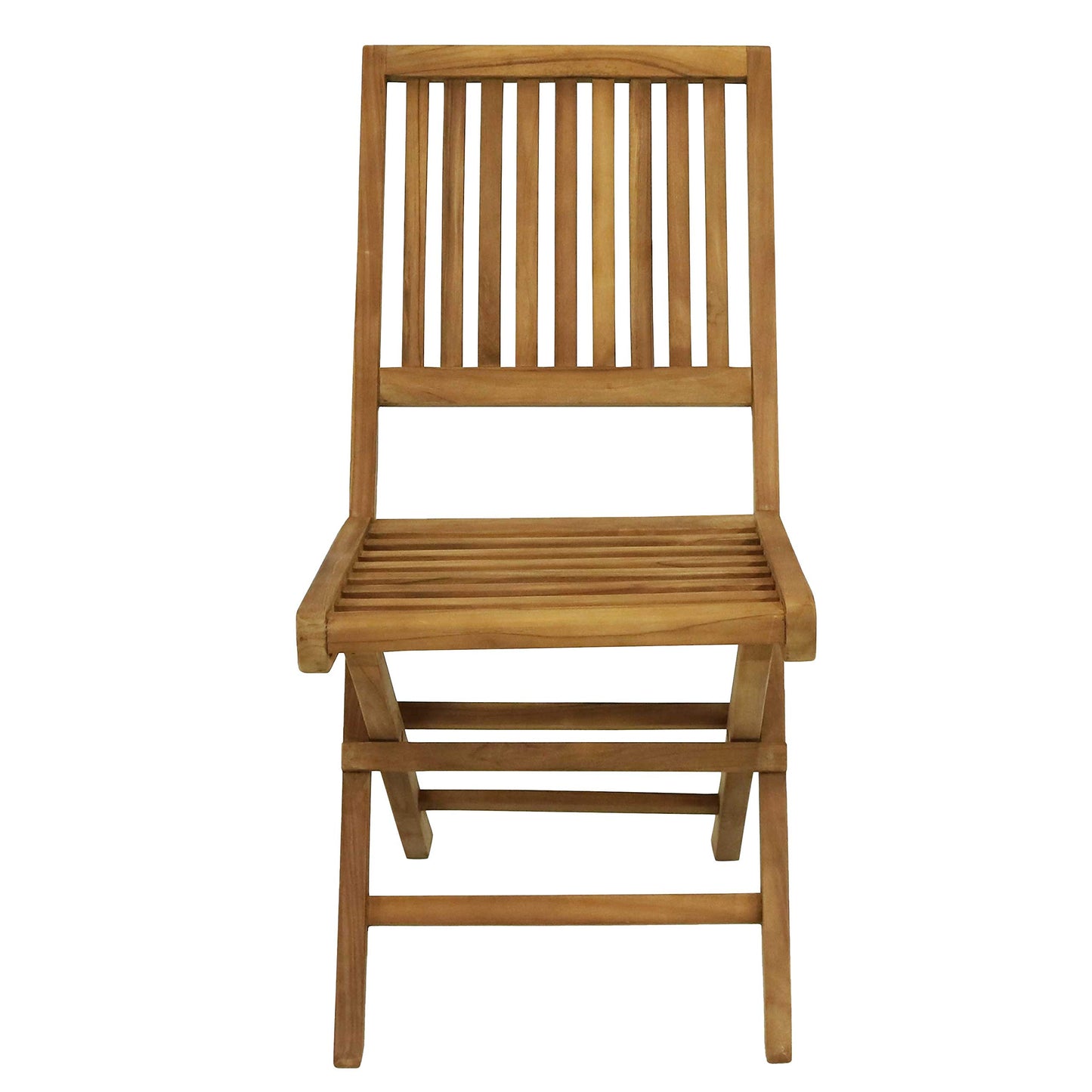 Sunnydaze Foldable Teak Wood Outdoor Chairs – Folding Patio Chair Set of 2 for Deck or Balcony – Wooden Teak Furniture with Light Finish