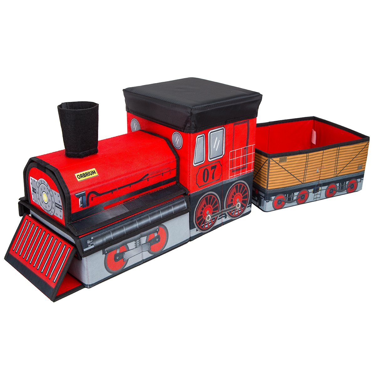 Orbrium Train Shaped Collapsible Toys Storage Bin Organizer for Trains and Tracks, Thomas Wooden Train, Thomas the Tank Engine and Trackmaster Christmas Gift for Toddlers Kids 3 4 5 6 7 8