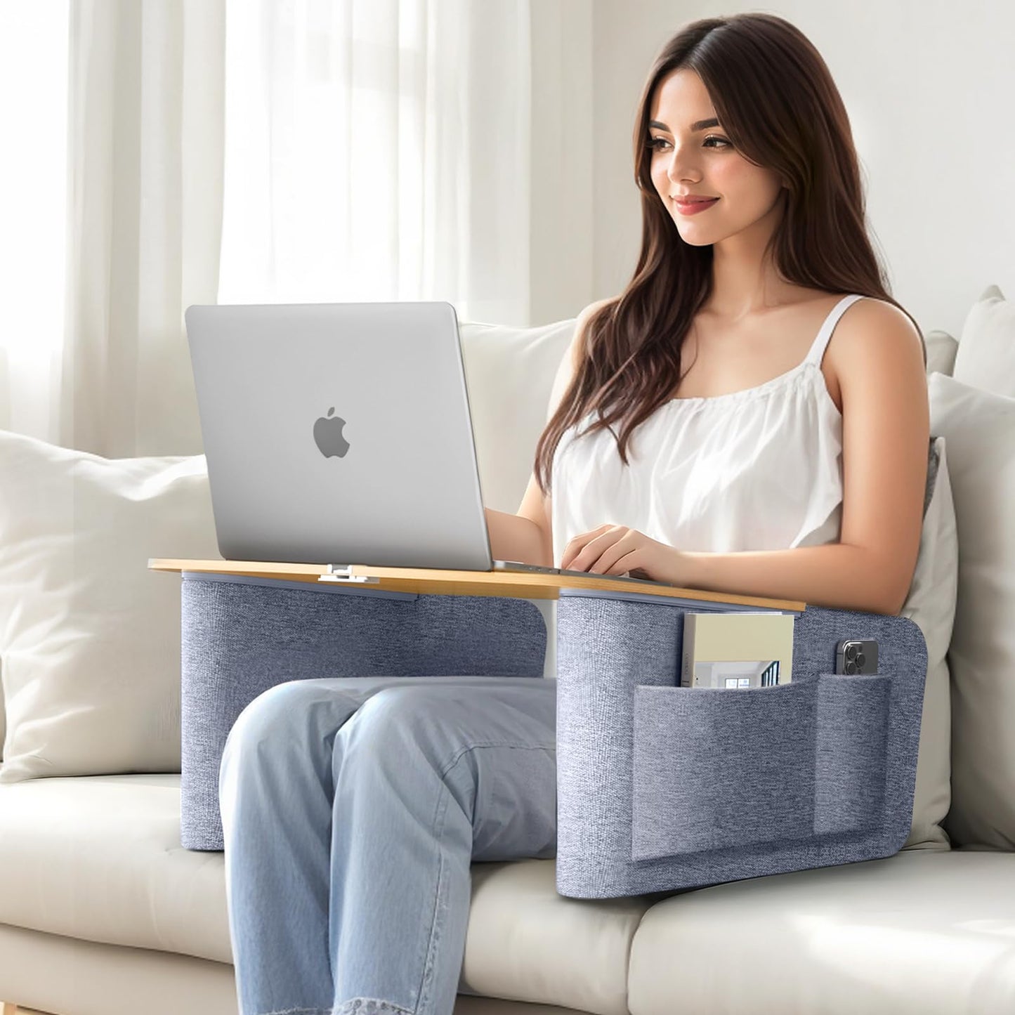 Lap Desk for Adults with Arm Rests,Ergonomic Laptop Pillow Stand for Bed,Couch,Floor,Large Table for Long Hours Work,Eating,Gaming,Reading and Writing,Lap Laptop Desk for College Dorm Room