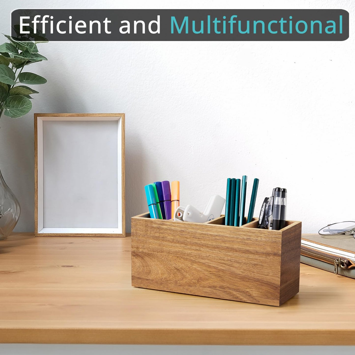 Napkin Holder for Bathroom, Acacia Wooden Guest Towel Holder Tray for Bathroom Bundle Bivvclaz Pencil Pen Holder for Desk, Acacia Wood Office Desk Organizers and Accessories