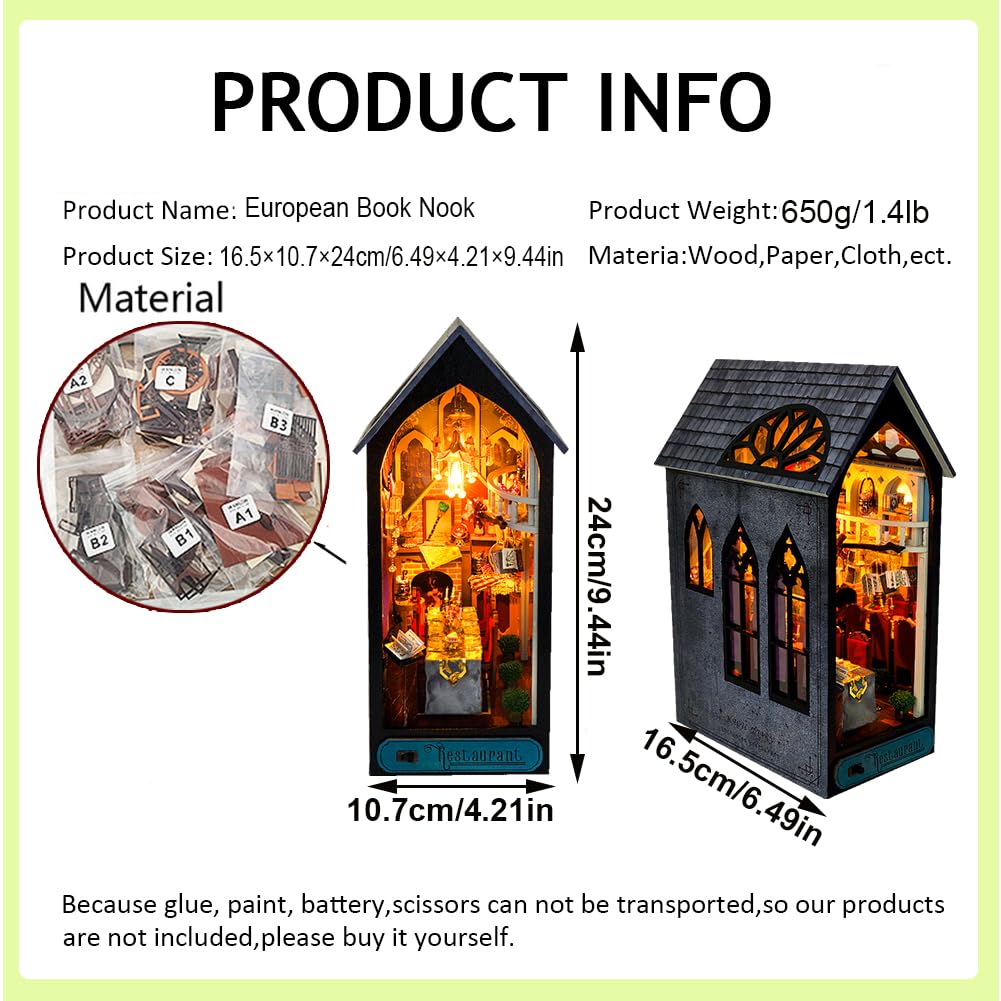 DIY Food Court Miniature Book Nook Kit 3D Model Wooden Dollhouse Booknook Craft Kits Room Decor, Miniature Model House for Adult and Teens, Gifts for Family and Friends