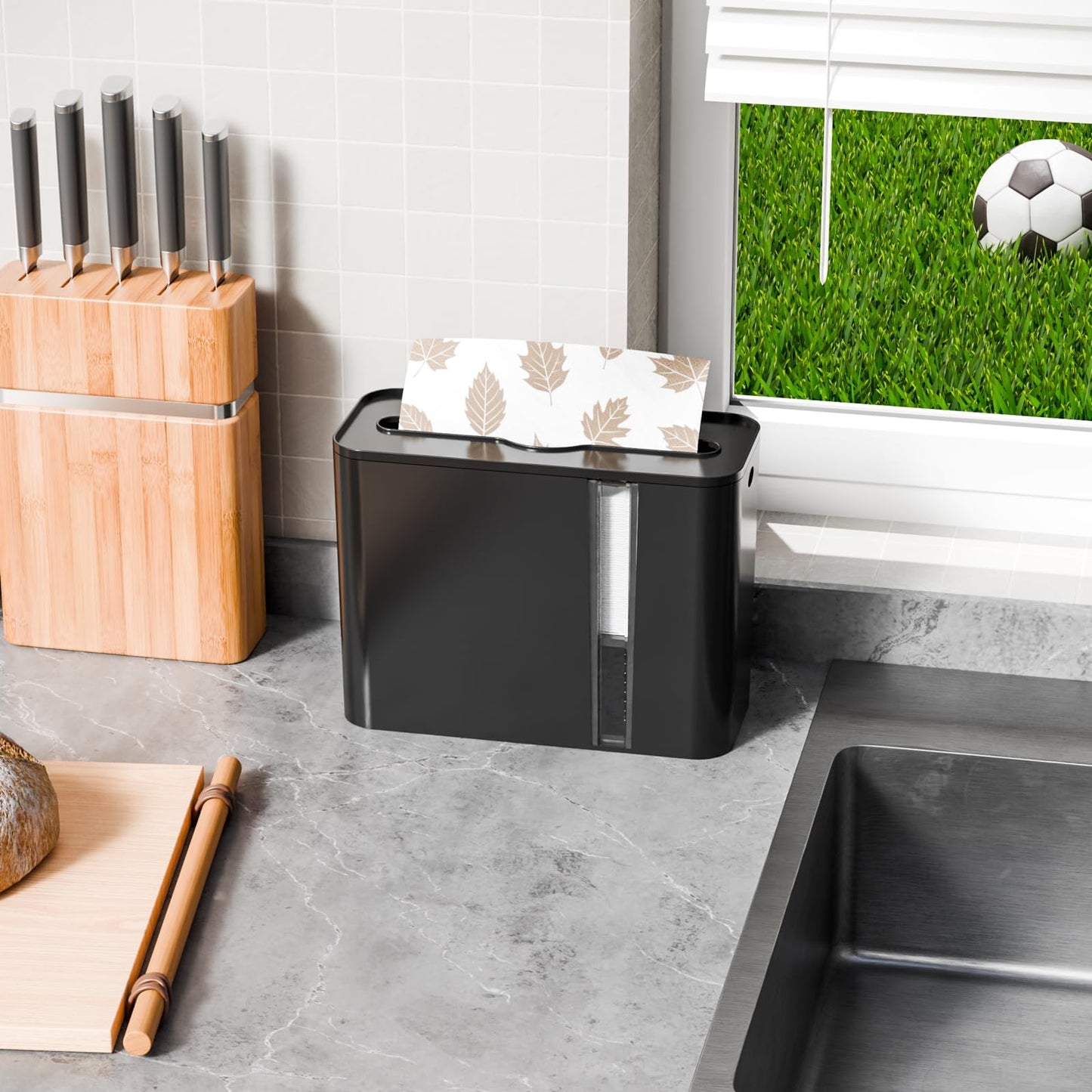 Yieach Touchless Paper Towel Dispenser for Countertop,Home,Bathroom and Kitchen,Black Commercial Multifold Paper Towel Dispenser for Z-fold,Folded,Trifold,Napkin,C fold,Tri Fold Hand Towels Holder