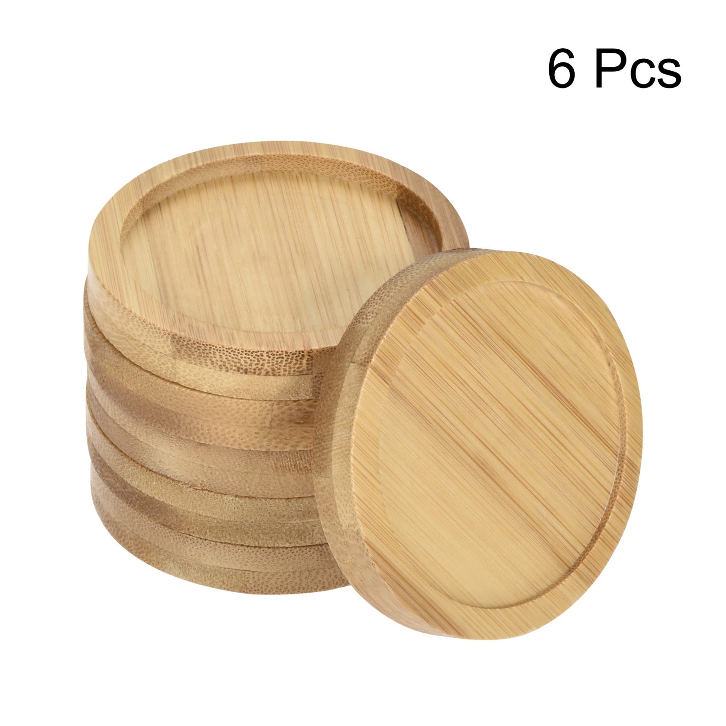 PATIKIL Plant Pot Saucer, 6 Pack 2.6 Inch OD Bamboo Round Flower Drip Tray for Indoors