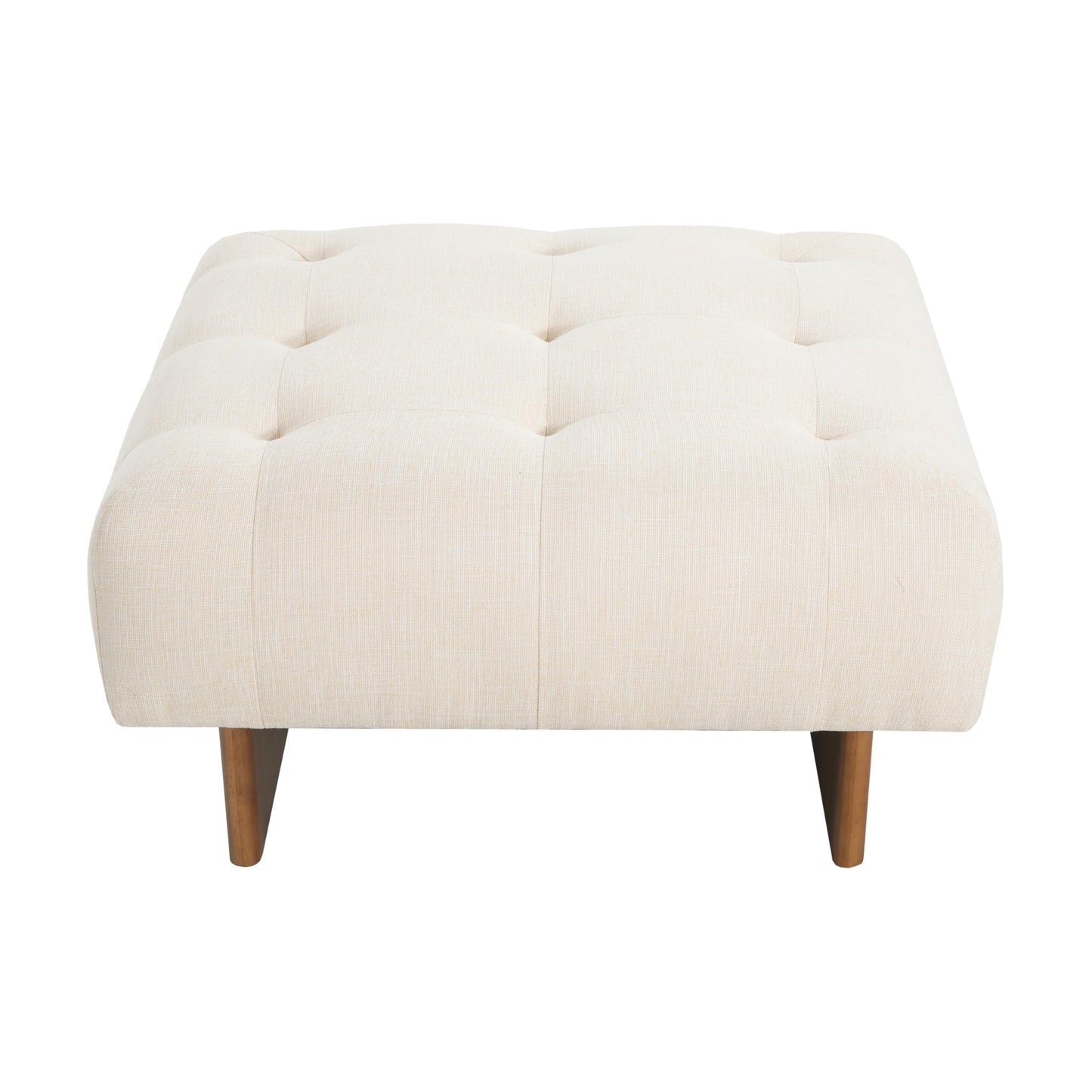 Christopher Knight Home Yvone Modern Upholstered Ottoman Coffee Table, Wooden Square Ottoman Foot Rest, Multipurpose Foot Stools Ottoman, Comfy Living Room Sofa Extra Seat, Beige+Brown