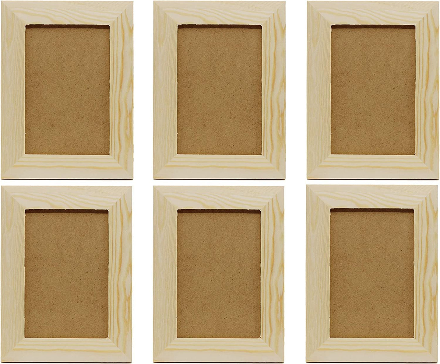 Creative Hobbies Pack of 12 - Unfinished Solid Pine Wood Picture Frames for Arts & Crafts, DIY Painting Projects - Stand or Hang on The Wall - (6x8 Frame Size Holds 6x4 Pictures) - for Adults & Kids