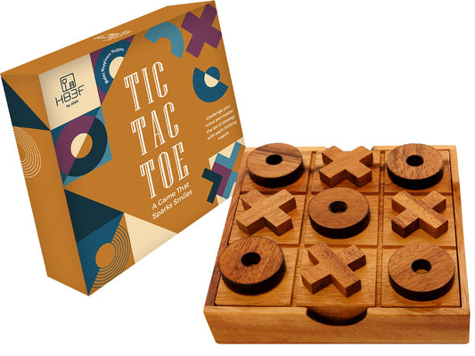 BSIRI Wooden Tic Tac Toe Game Coffee Tabletop XO Blocks Ideal for Family Living Room Games Night for Adults for Desk Decor and Unique Wood Gifts for All Occasions 5.5 Inch