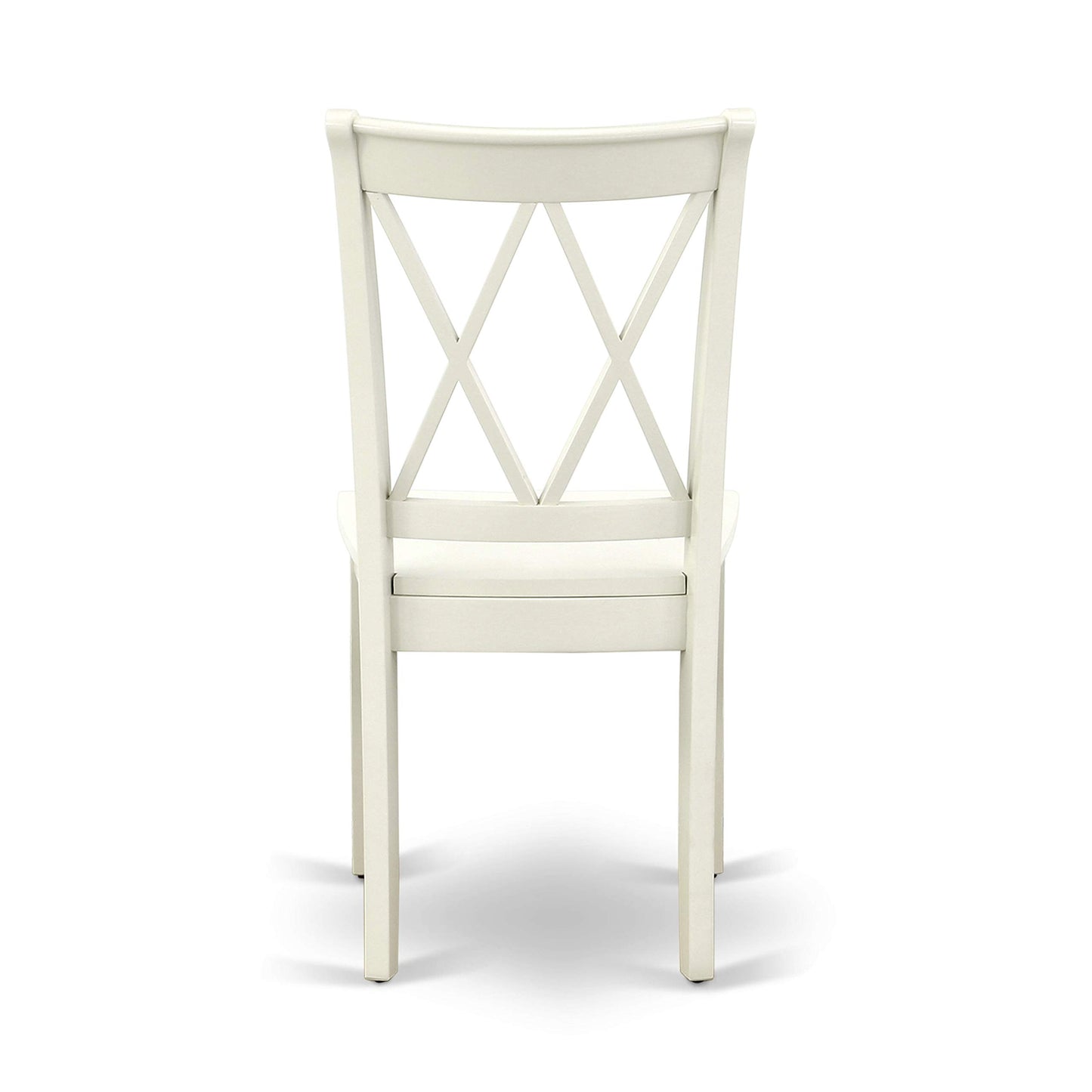 East West Furniture CLC-LWH-W Clarksville Dining Room Chairs - Double Cross Back Wood Seat Chairs, Set of 2, Linen White