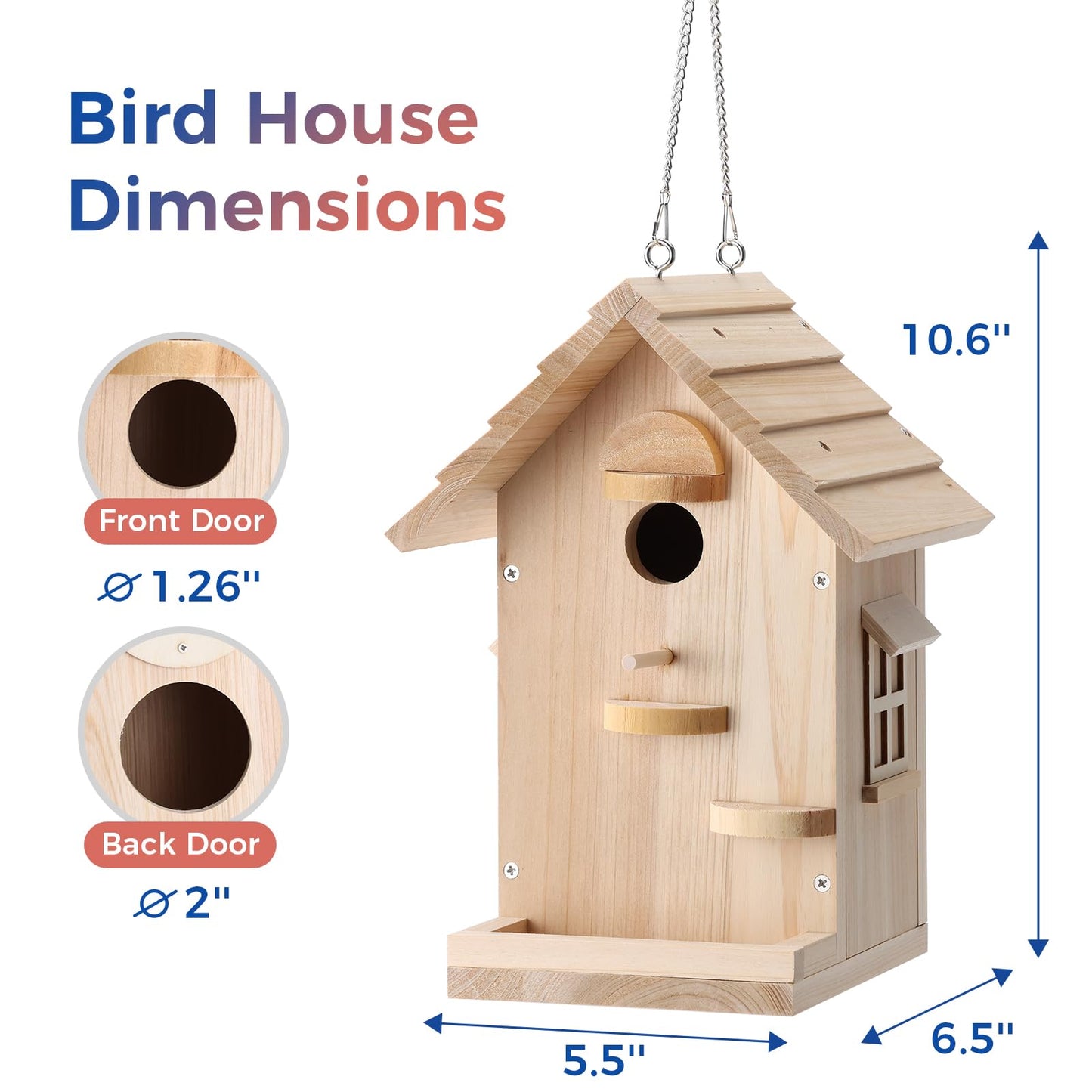 DIY Wooden Bird House Kit–Unfinished Natural Wood Hanging Birdhouse for Outdoor Garden Decor, Creative Craft Set for Kids & Adults