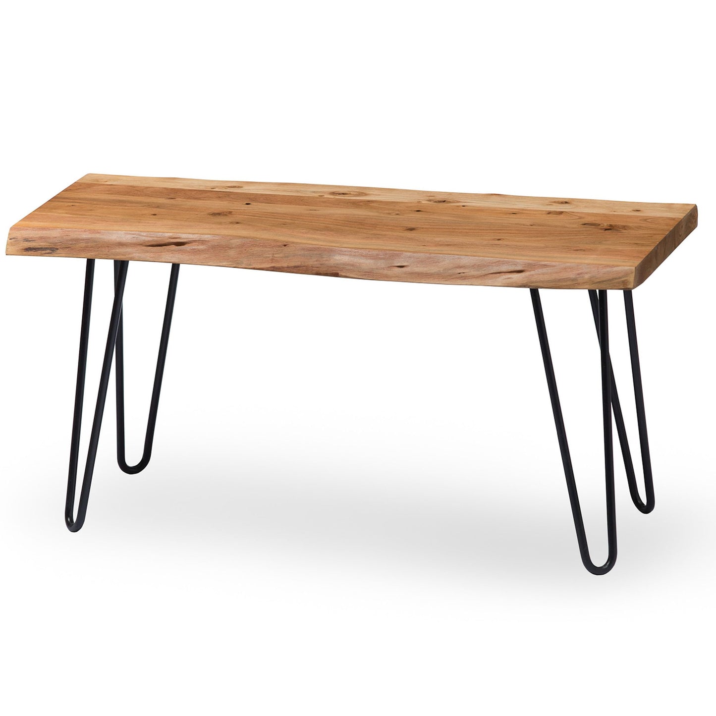 Alaterre Furniture Live Edge Wood Bench with Hairpin Metal Legs - Industrial Modern Entryway Bench with Minimalist Design - Furniture for Entryway, Dining Room, Kitchen, or Bedroom (36 Inch)