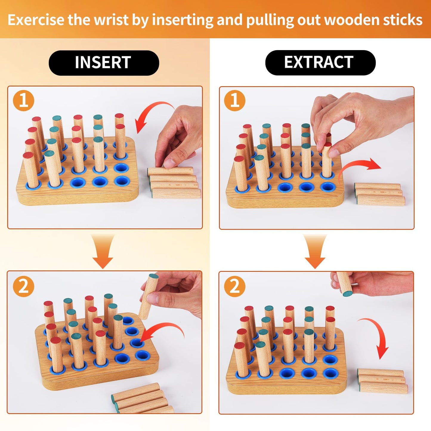 YiePhiot Wooden Pegboard for Occupational Therapy, Occupational Therapy Tools, Peg Board, Hand Therapy Equipment Hand Therapy Peg Board to Improve Finger Dexterity