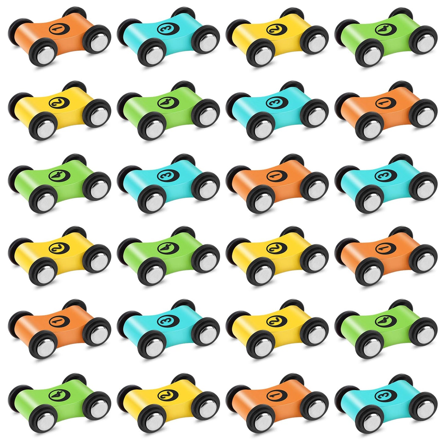 XLSXEXCL 24 Pcs Wooden Cars for Ramp, Wooden Car Ramp Replacement Car Toy Vehicle Play Sets Top Bright Car Ramp Toy for Race Track Replacement Cars, Aged 3+ Toddlers Party Gift