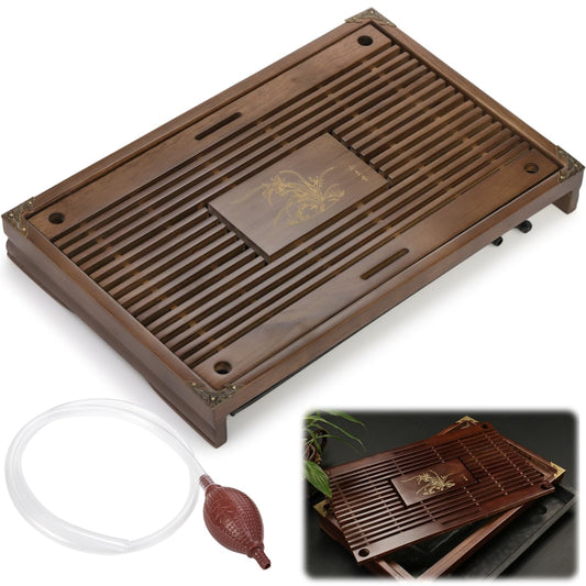 Eorbow Wooden Tea Tray, 17 Inch Chinese Kung Fu Tea Tray, Gongfu Tea Table with Water Storage Box, Household Filter Tea Serving Tray Gift Set for Home, Office, Bar