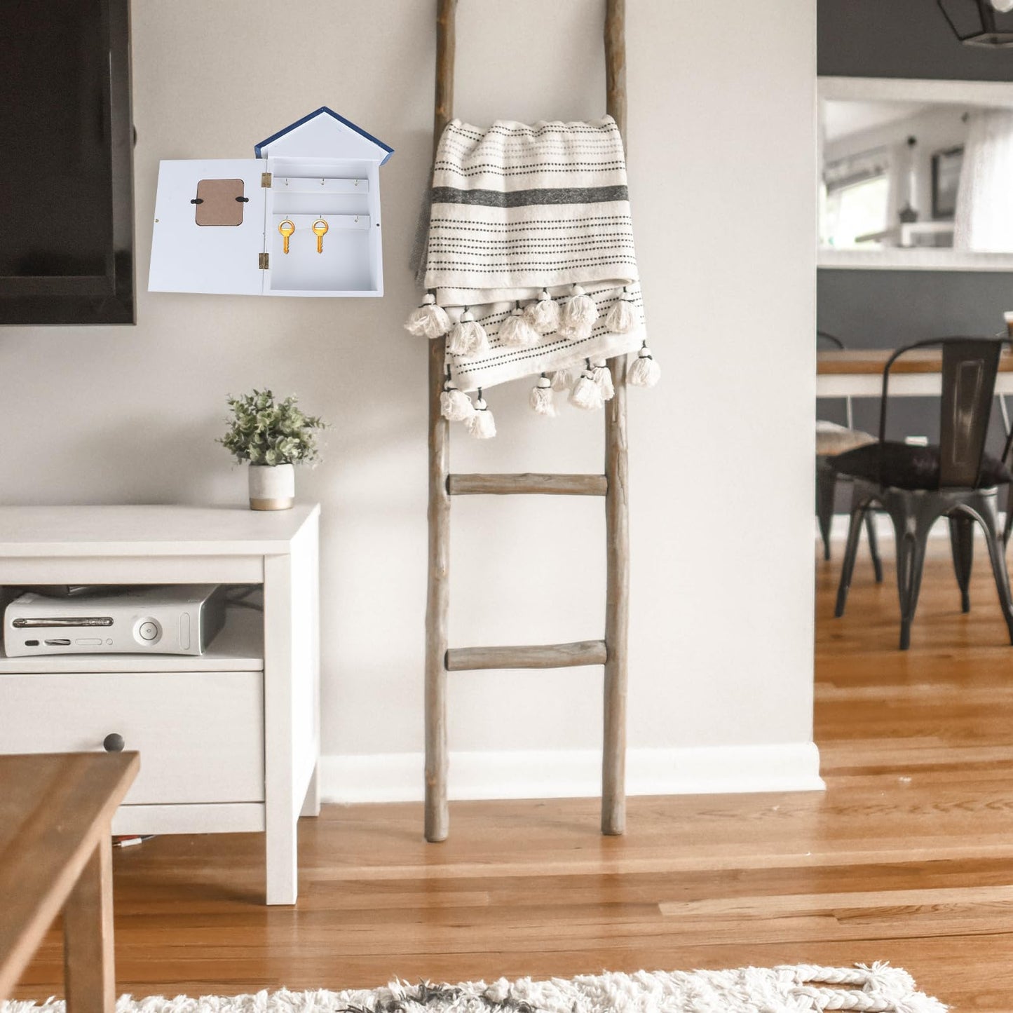 Hemoton Wall Mounted Key Storage Box with Single Bird Design Wooden Key Holder Cabinet for Home Entryway Organizer 11.81X9.05X1.96 Inches