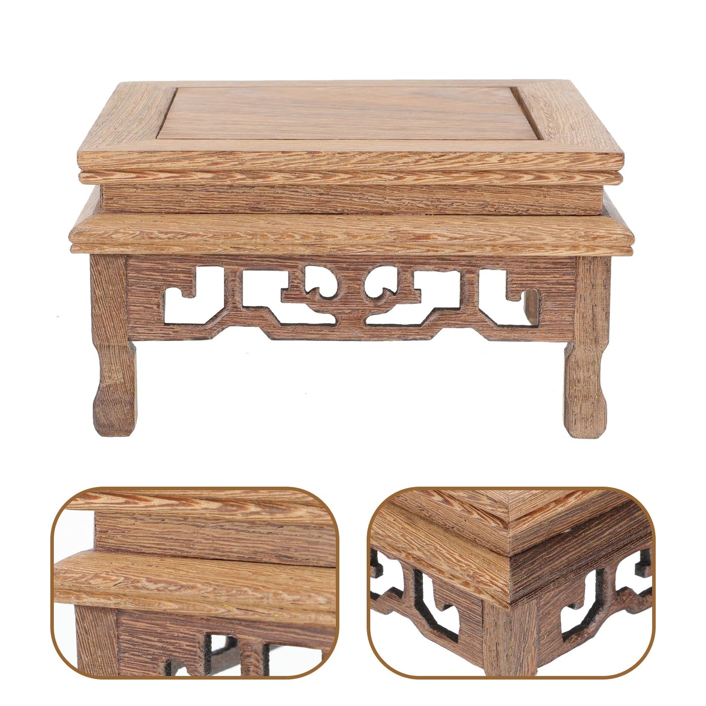 Beavorty Wooden Flower Pot Base 5.51In Rustic Plant Stand Holder for Indoor Outdoor Garden Display Pedestal