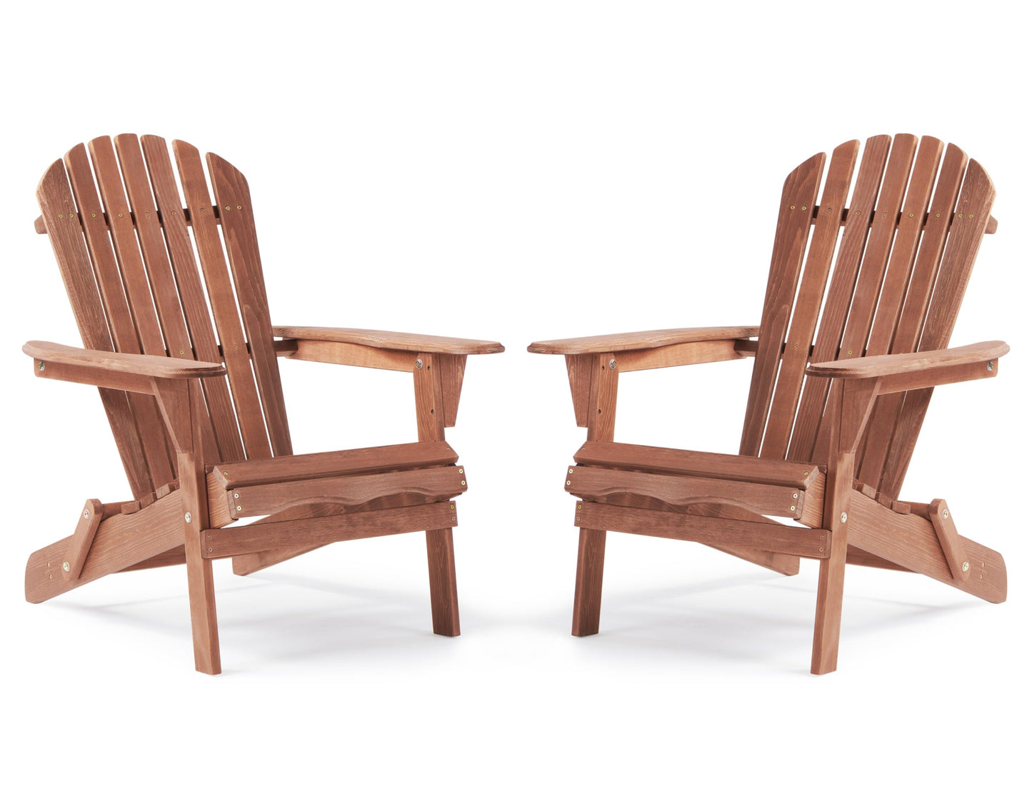 SoliWood Outdoor Wooden Folding Adirondack Chair Set of 2 with Pre-Assembled BackRest, Wood Patio Chair for Garden Backyard Porch Pool Deck Firepit