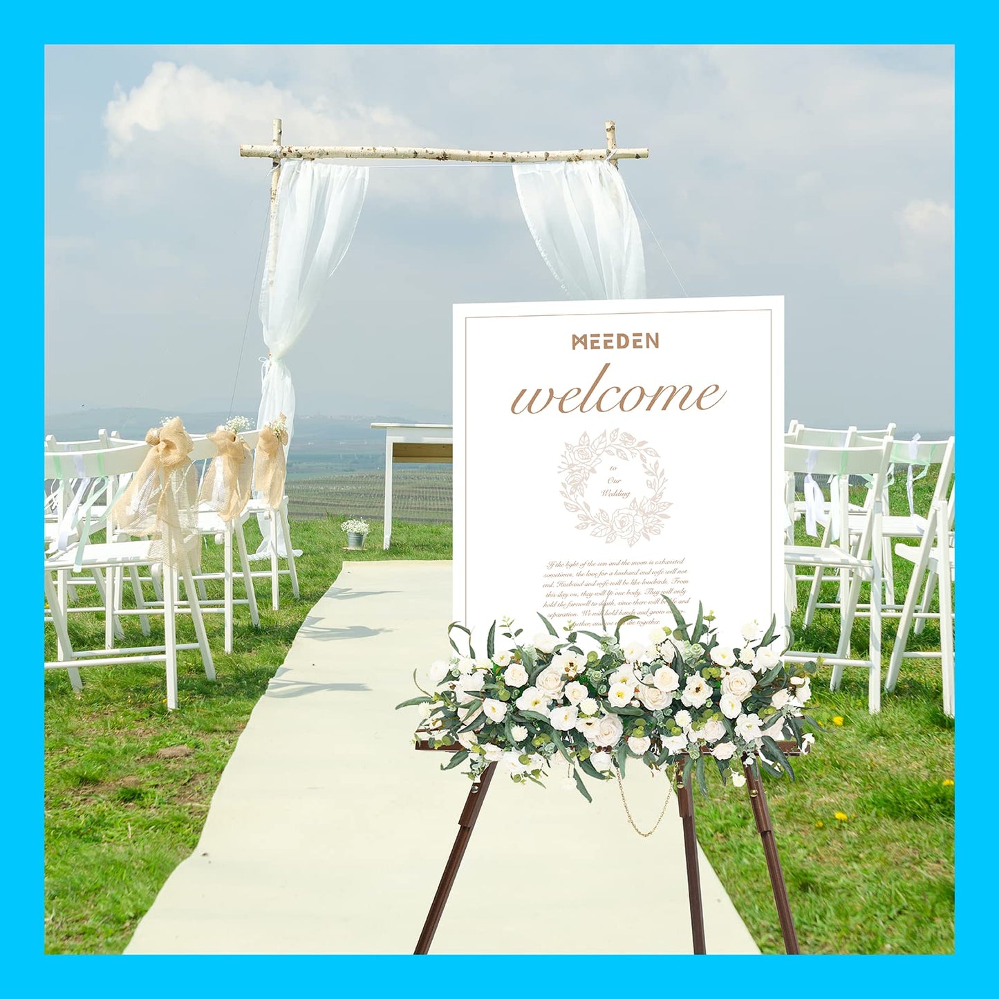 MEEDEN Easel Stand for Wedding Sign: Wood Tripod for Poster Board - Wooden Easel Standing for Display Welcome Picture