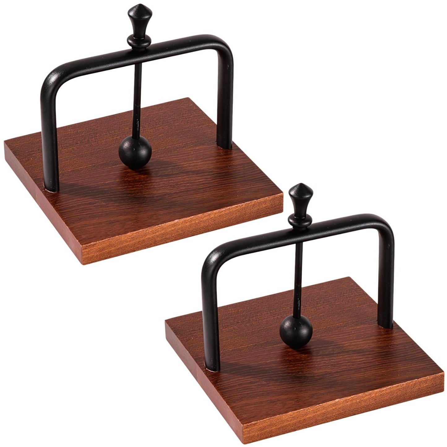 2 Pcs Wooden Base Napkin Holder, Elegant Black Metal with Aluminum Alloy Frame, Ideal for Indoor and Outdoor Use, Space-Saving Square Design, Perfect for Dining Tables and Picnics