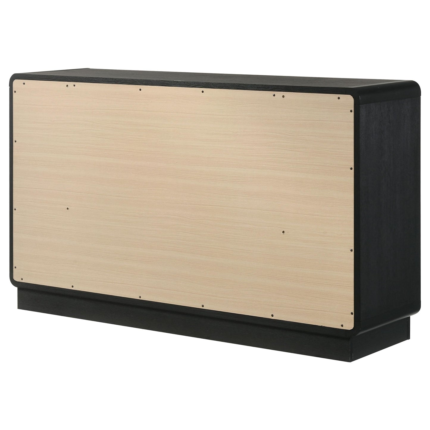 Coaster Home Furnishings - Cavelle - Wood - 6-Drawer Dresser with Mid-Century Modern Style, Gold Ball Knobs, Metal Extension Glides, Rounded Corners - Bedroom - Black - 223663