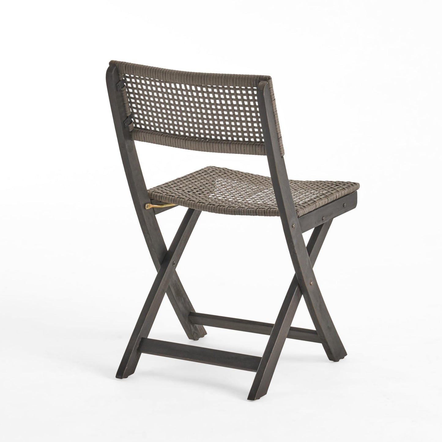 Christopher Knight Home Truda Patio Acacia Wood Foldable Bistro Chairs Set of 2, Wooden Folding Outdoor Dining Chair Set, Wicker Armless Chair for Bistro Set, Fully Assembled Garden Seating, Dark Grey