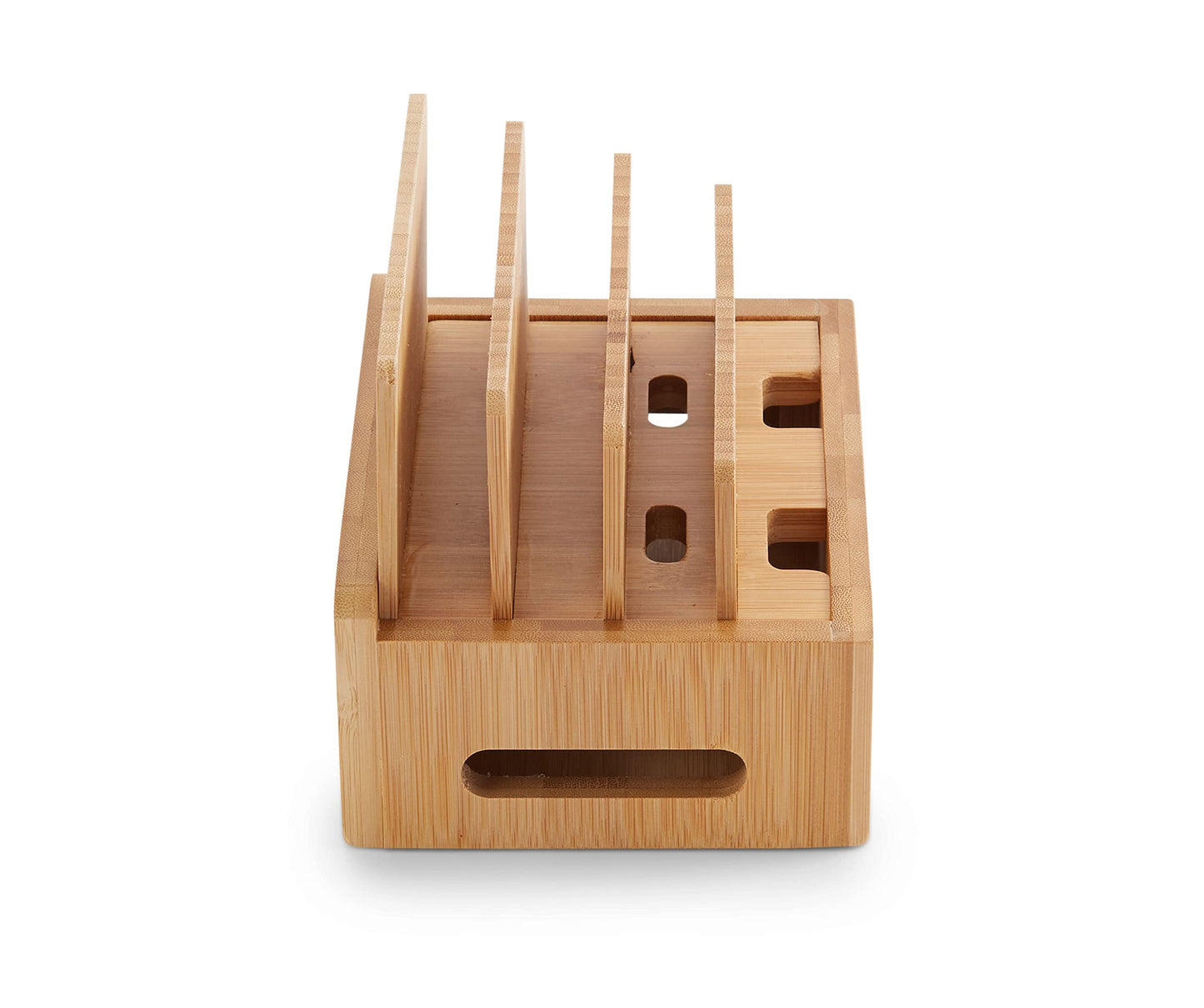 Bamboo Charging Station & Multi-Device Organizer – Large Capacity Desktop Dock for Smartphones, iPhone, iPad, and Tablets