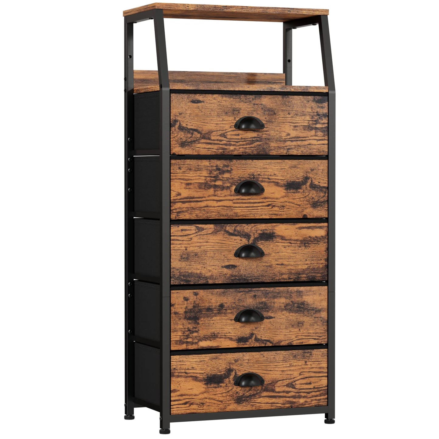 Furnulem Dresser for Bedroom, 5 Drawers Tall Nightstand, Chest of Drawers