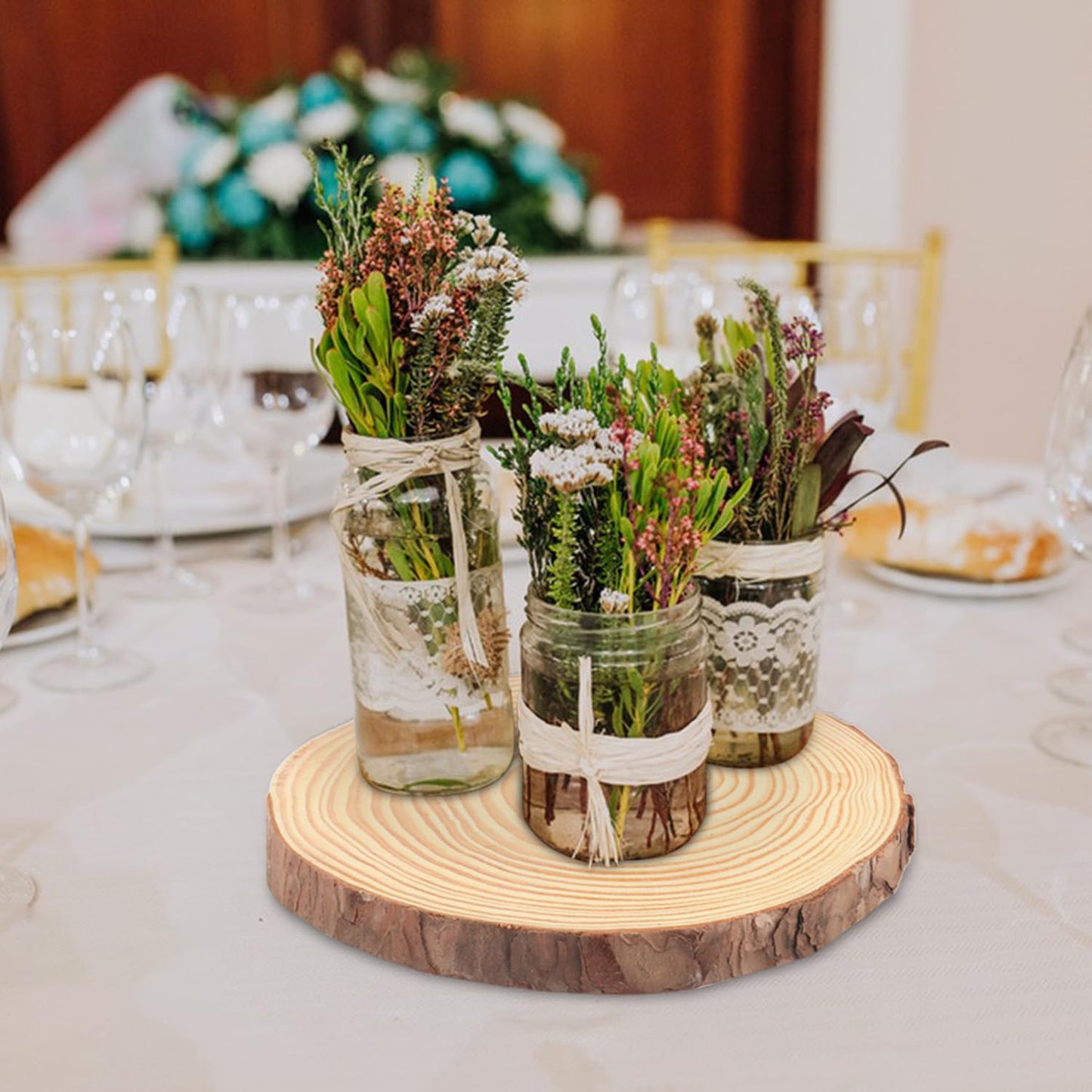 24 PCS 5.5-6.3 Inch Natural Wood Slices, Unfinished Pine Wood Circles with Barks for Coasters, DIY Crafts, Christmas Rustic Wedding Ornaments and Centerpieces,by GNIEMCKIN