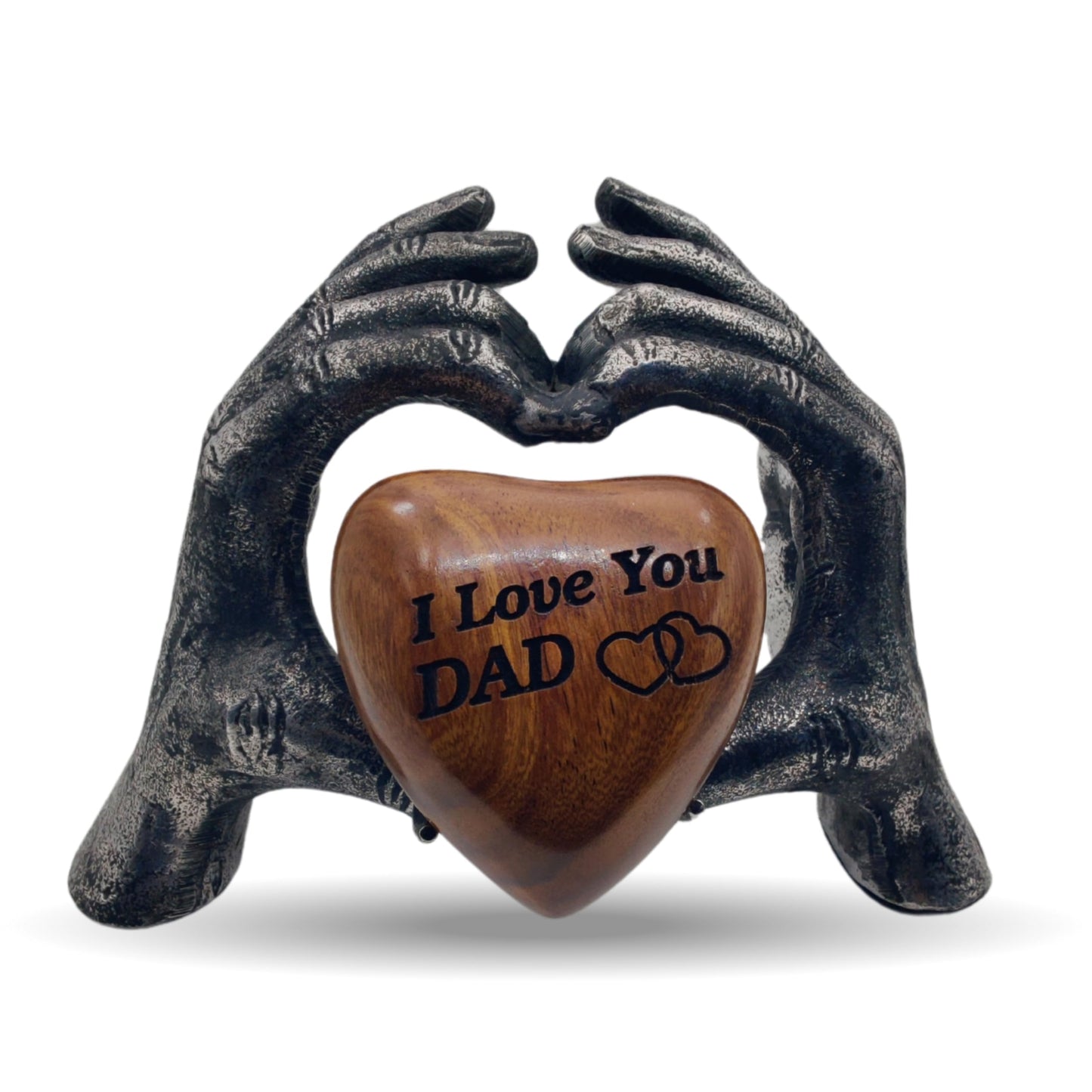 ZAHANAARA Wooden Heart Urn for Ashes|Handcrafted Memorial Box for Funeral |Memorial Gifts, Ashes Keepsake |Aluminum Mini Cremation Urns for Adult Male|I Love You Dad Engraved Tribute|Silver, 3 cu in